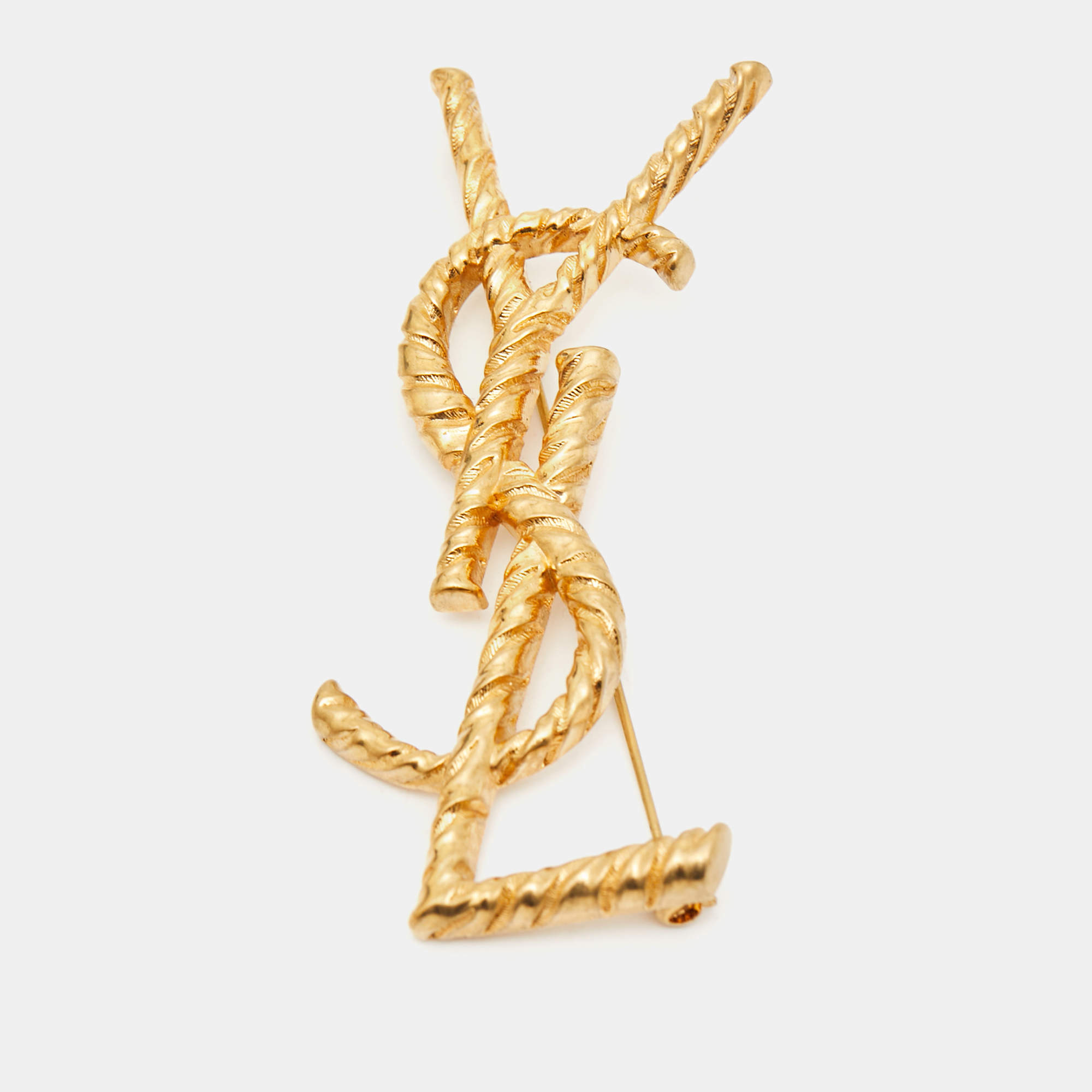 Saint Laurent Paris Cassandre YSL  Gold Tone  Brooch