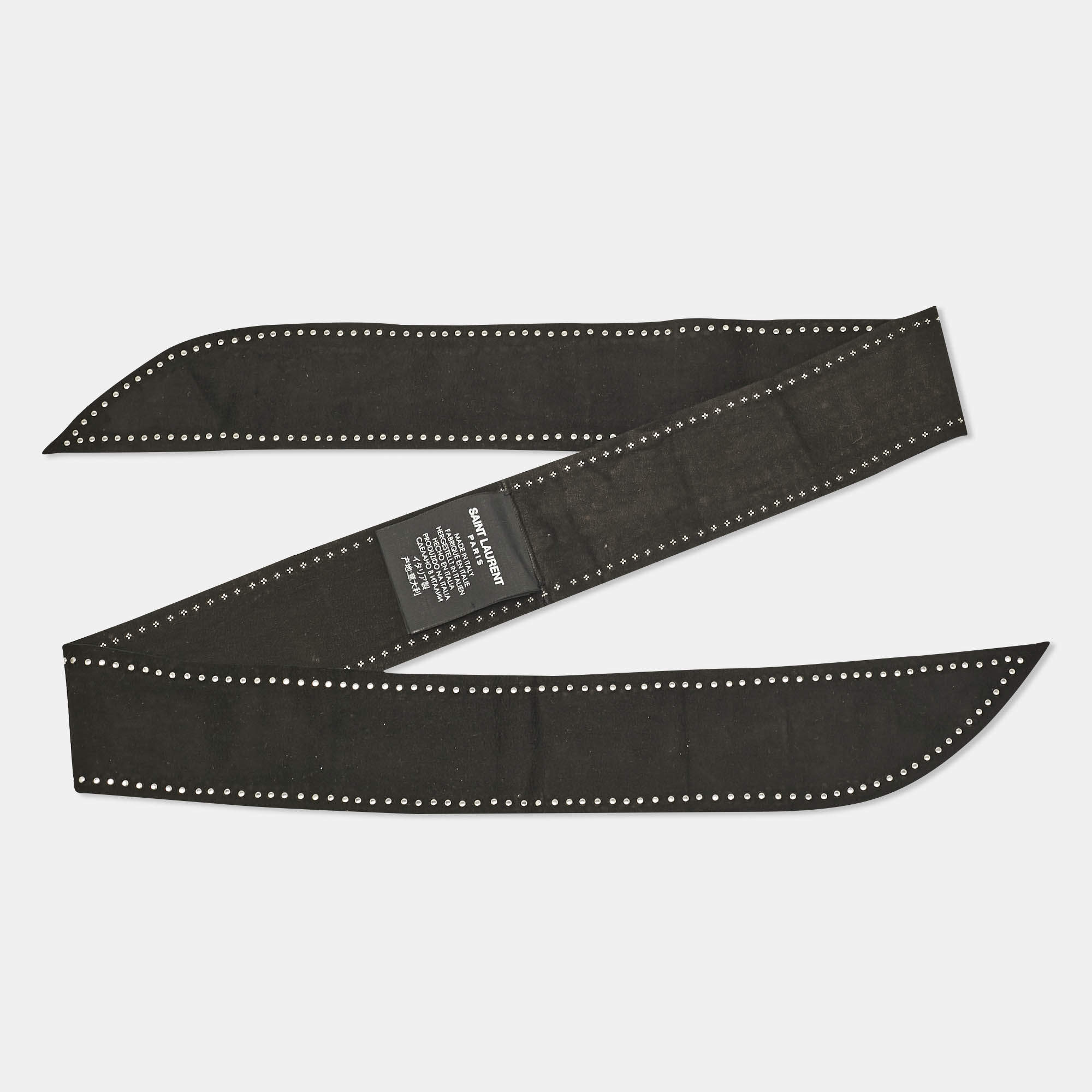 Saint Laurent Black Studded Suede Bandeau Scarf 