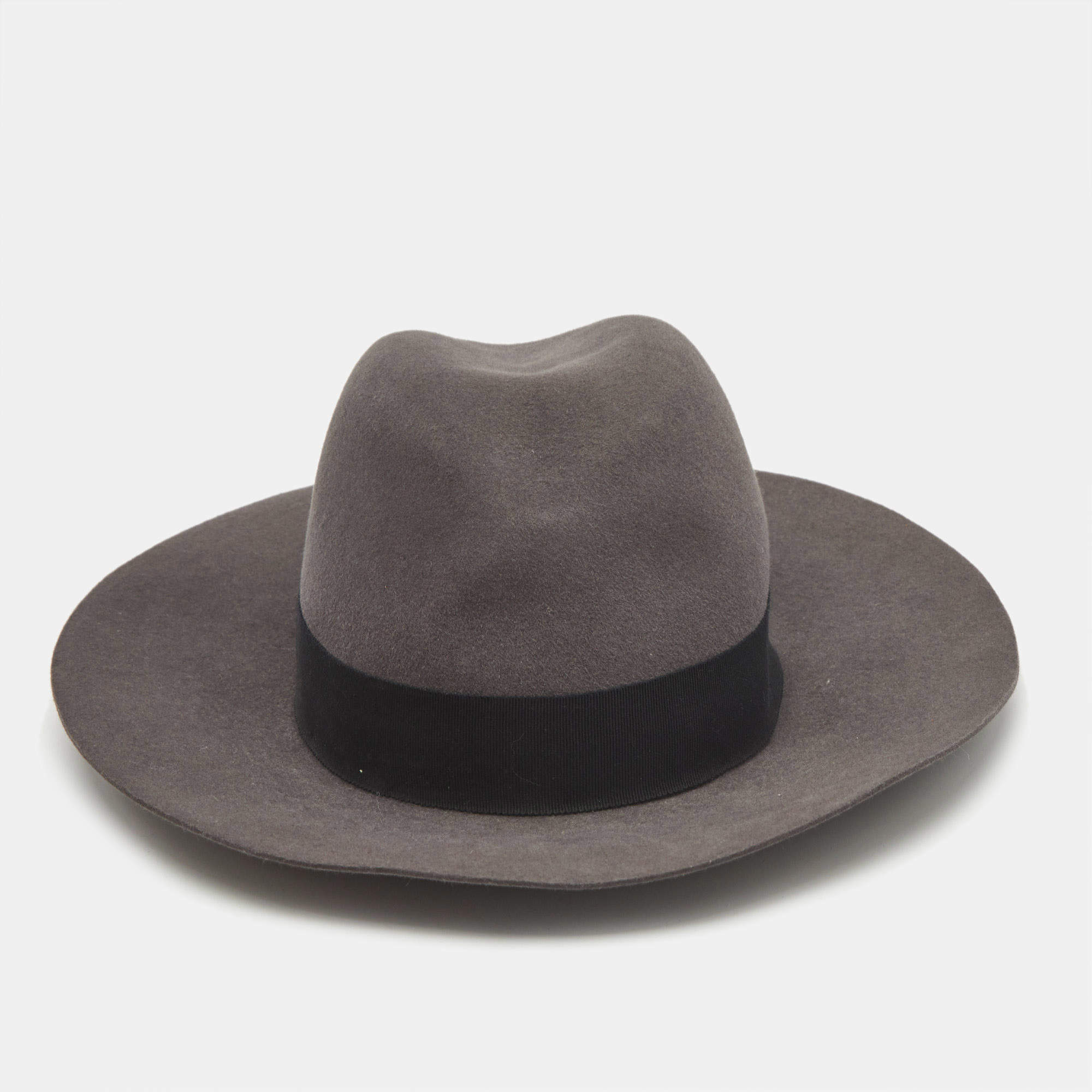 Saint Laurent Paris Black Canotier Lacquered Straw Boater