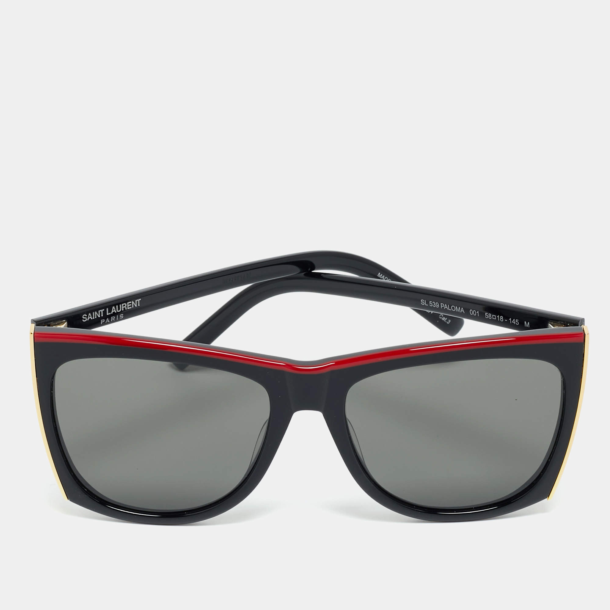 Pre Owned Saint Laurent Black/Red SL 539 Paloma Square Sunglasses