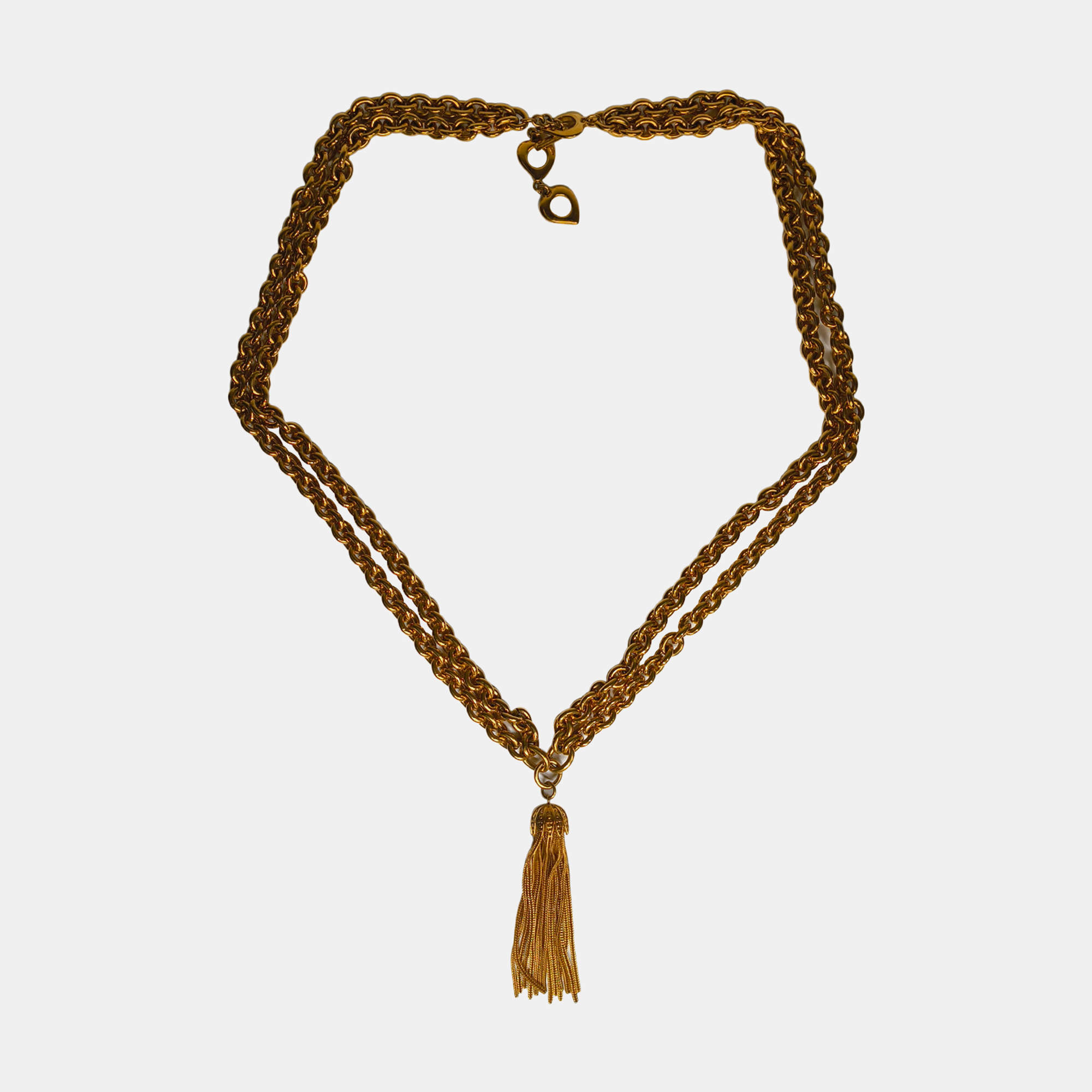 Saint Laurent Paris Double Chain Necklace With Tassel