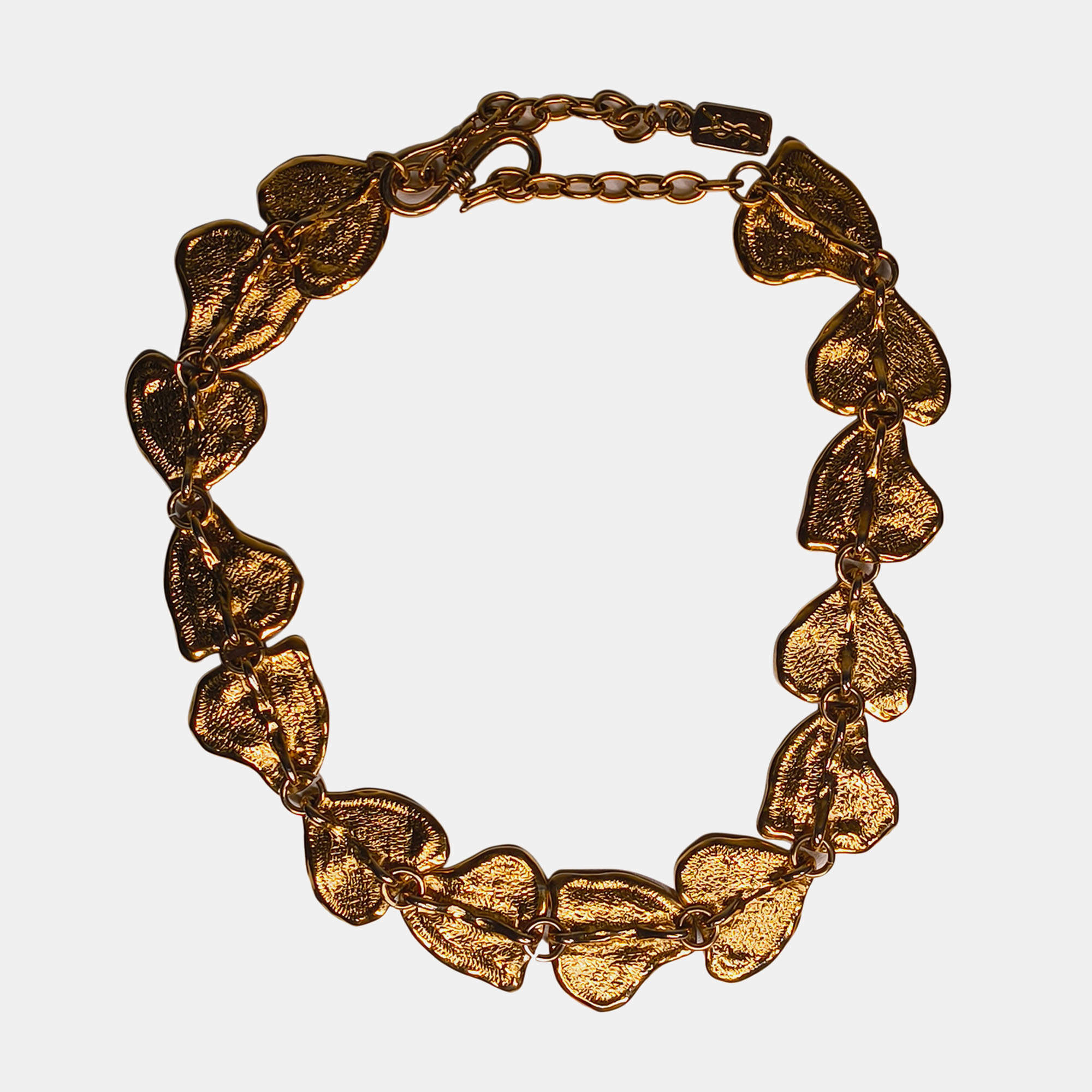 Saint Laurent Vintage Gold Plated Textured Necklace