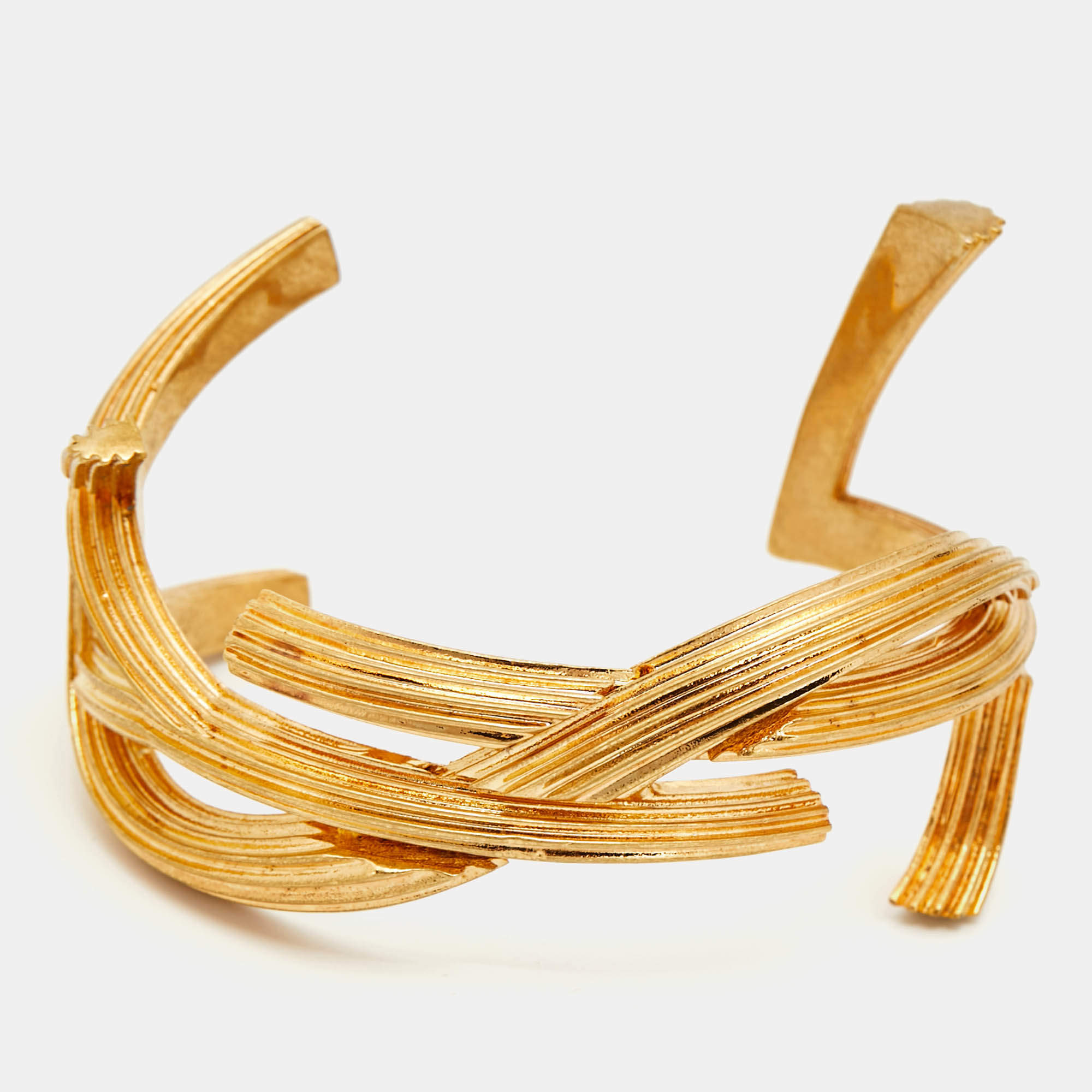 Pre Owned Saint Laurent Monogram Gold Tone Bracelet