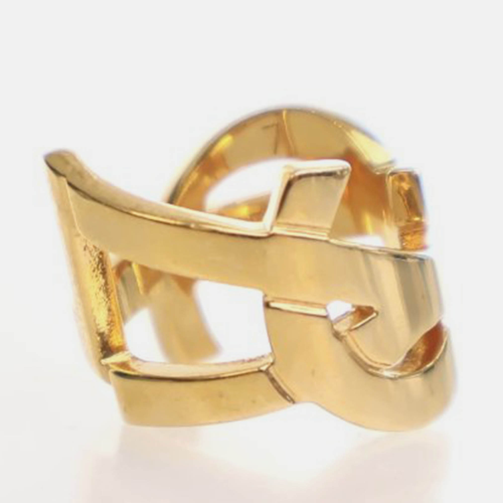 Pre Owned Saint Laurent Logo Ring Sz 7