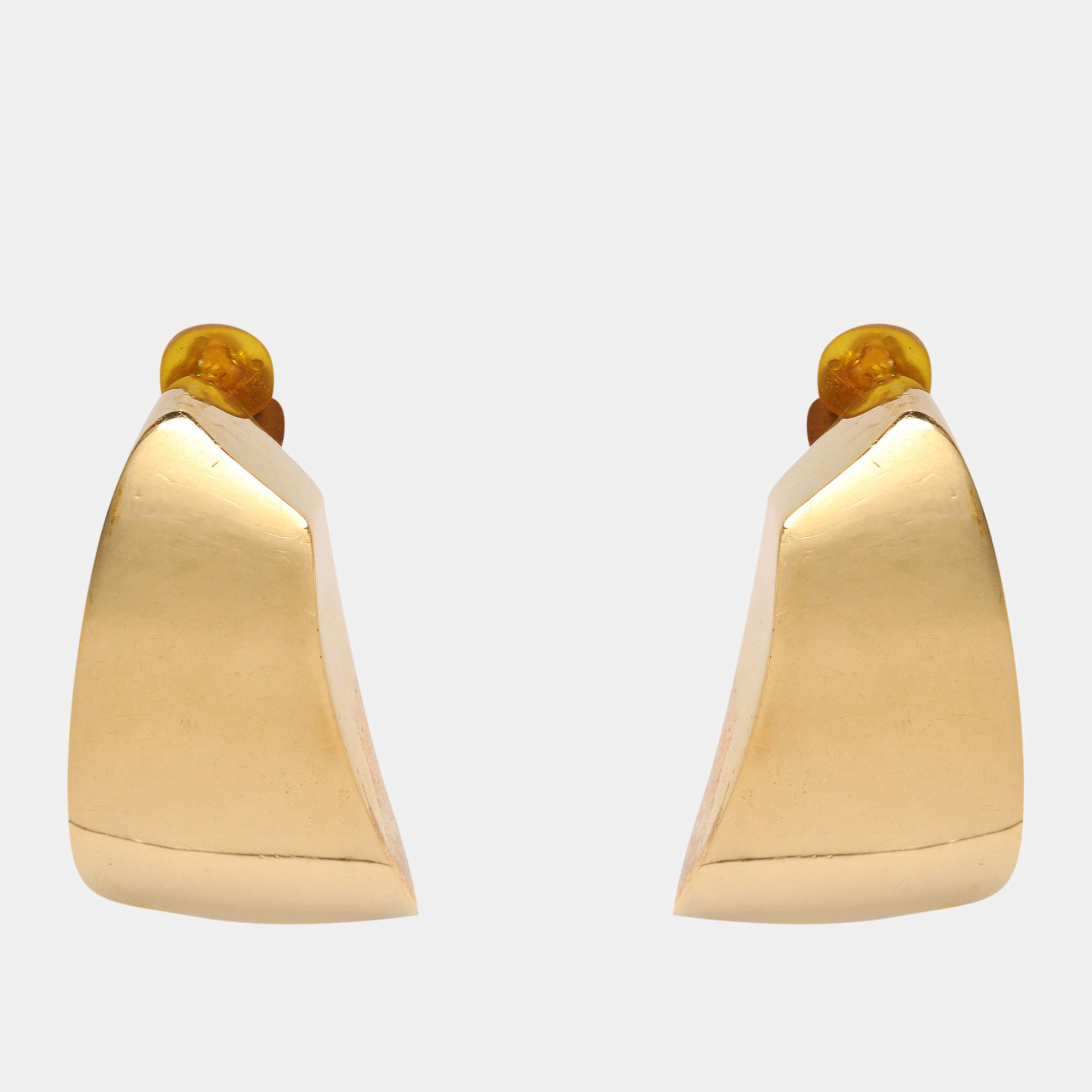 Pre Owned Saint Laurent Gold Tone Metal Comet Clip On Earrings