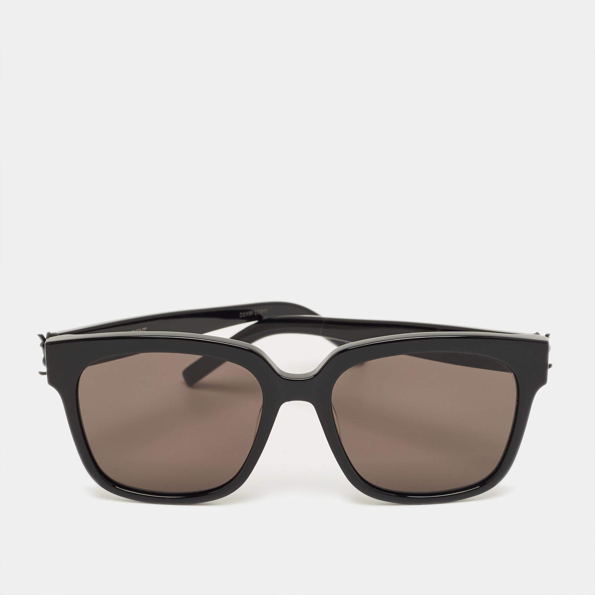 Pre Owned Saint Laurent Black SL M40 Square Sunglasses