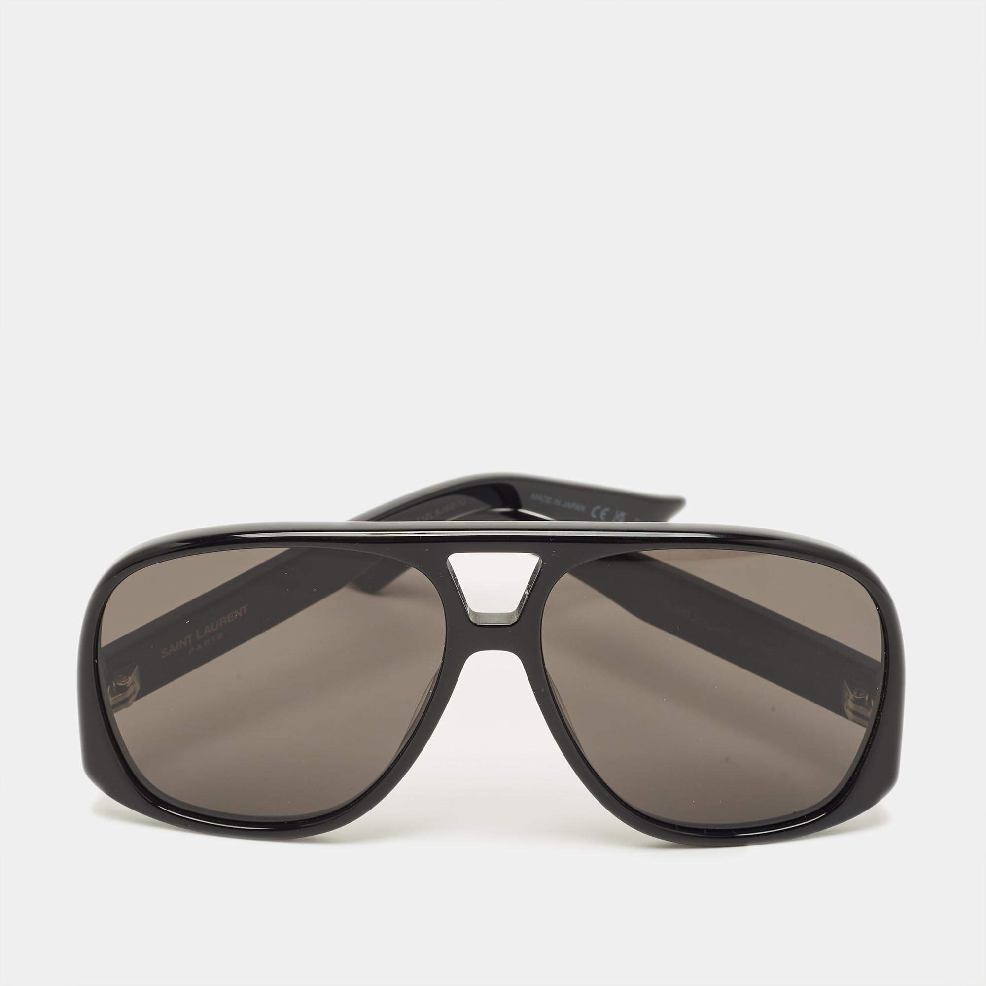 Pre Owned Saint Laurent Black 652 Solace Aviator Sunglasses