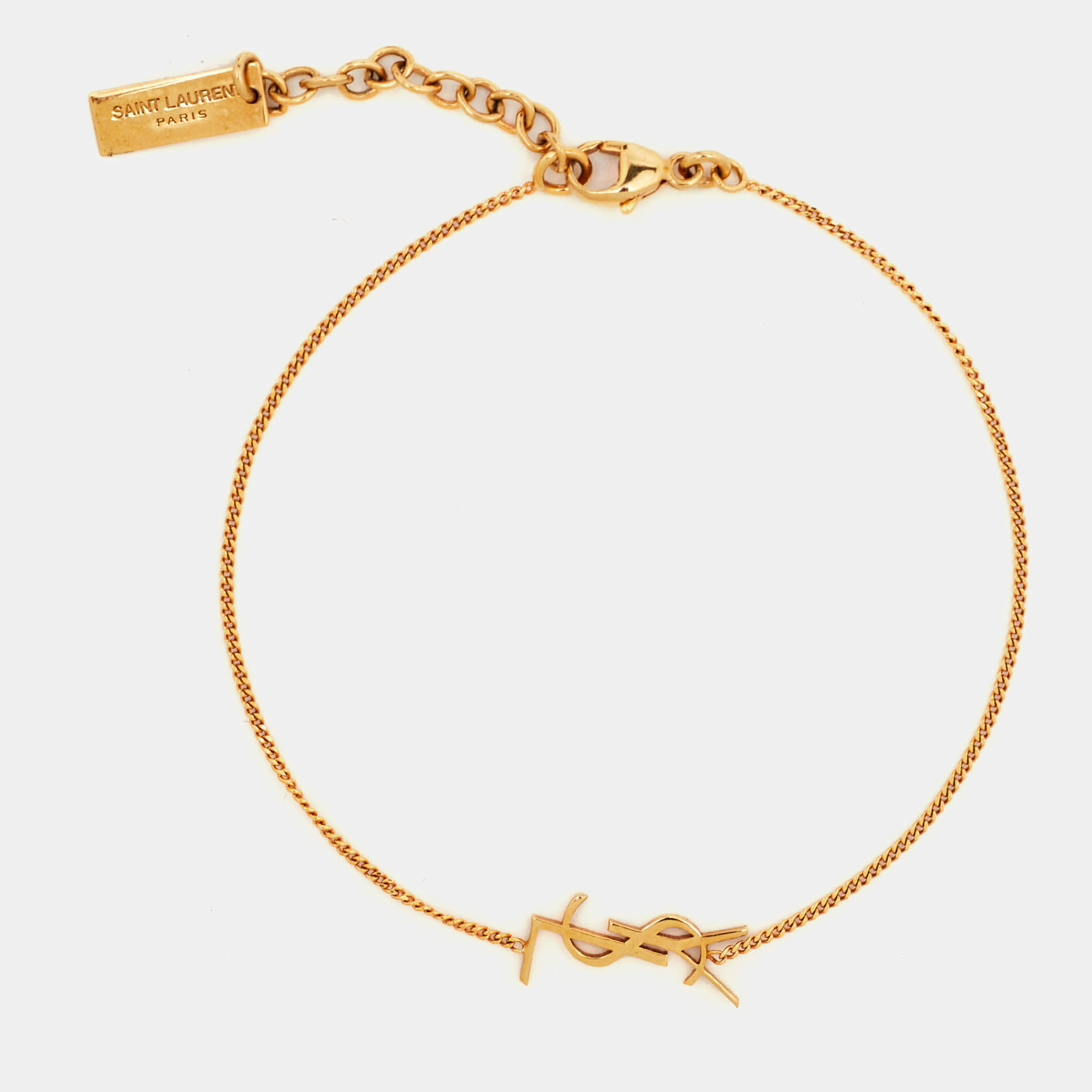 مملوكة مسبقًا Saint Laurent Paris Cassandre Charm Gold Tone Bracelet