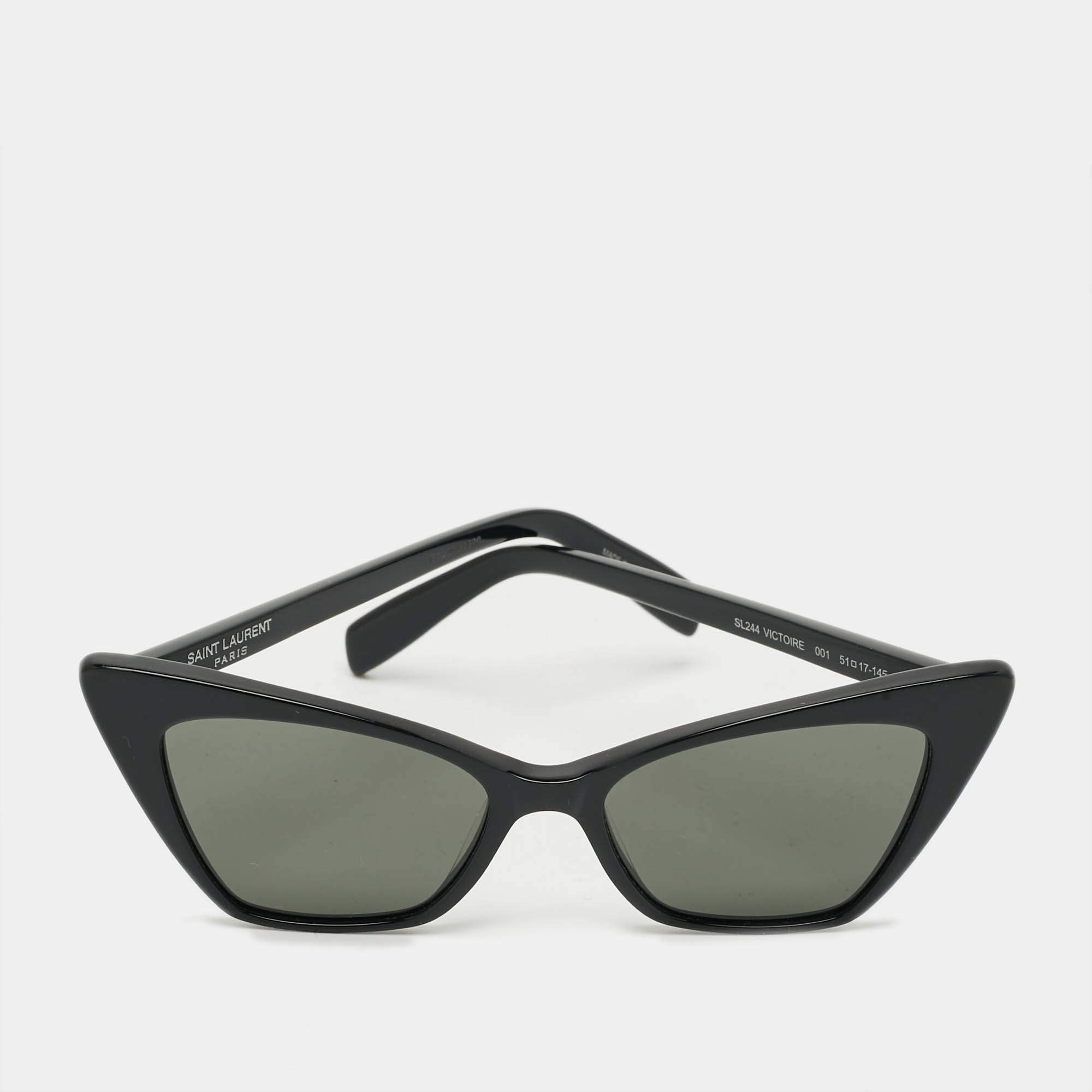 Pre Owned Saint Laurent Black SL 244 Victoire Cat Eye Sunglasses