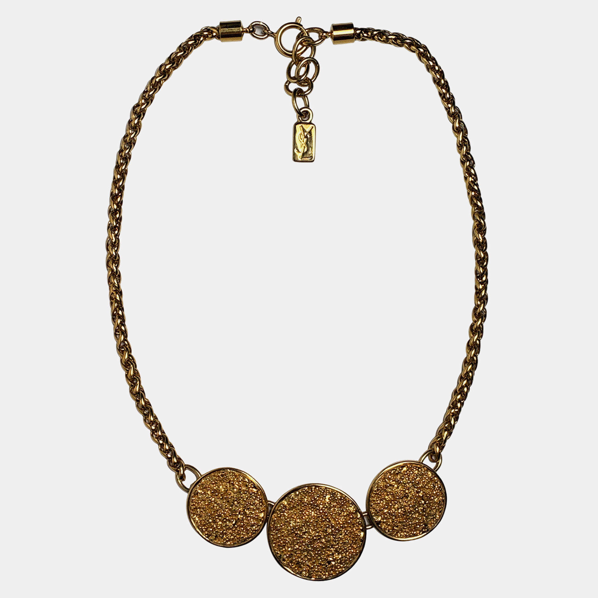 مملوكة مسبقًا Saint Laurent Paris Vintage Gold Disc Necklace