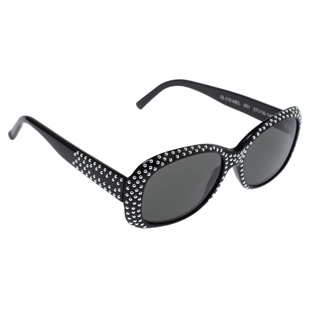 Saint Laurent Paris Black / Grey SL119 Studded Mel Sunglasses 