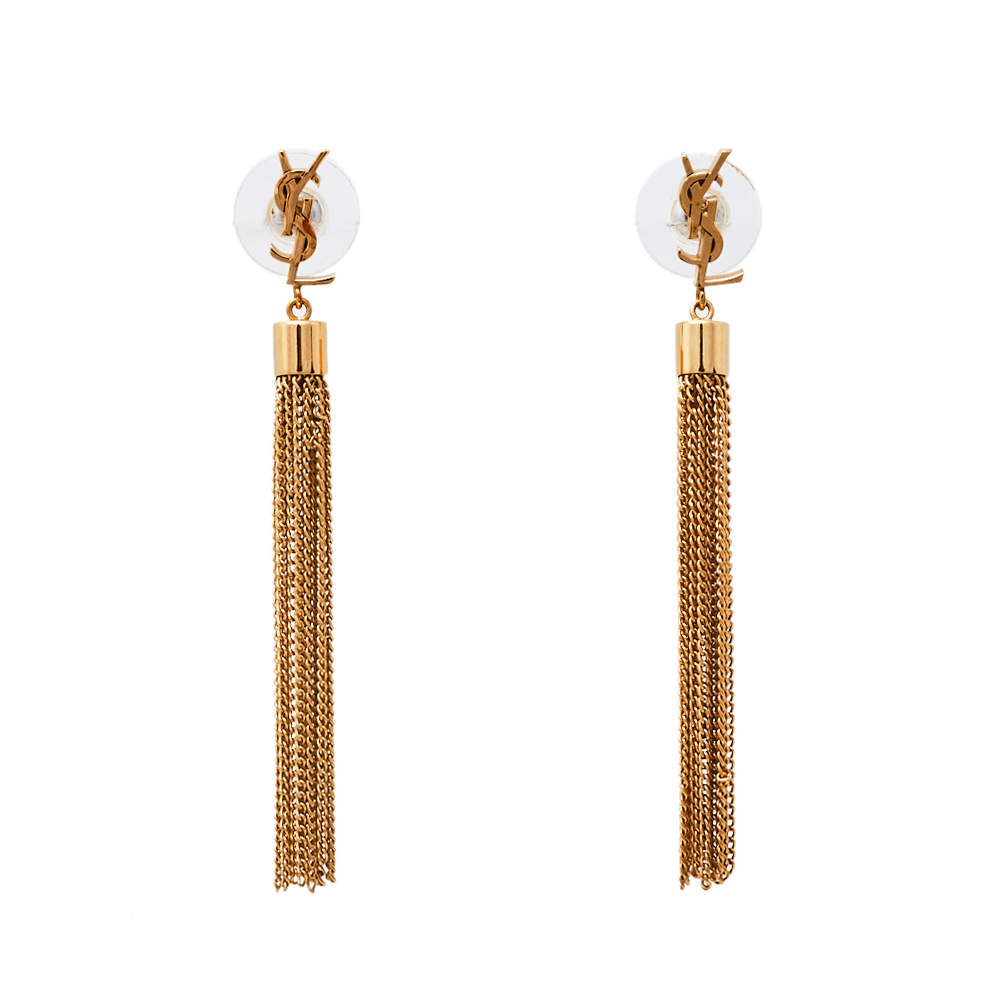 مملوكة مسبقًا Saint Laurent Paris Monogram Mini Tassel Earrings