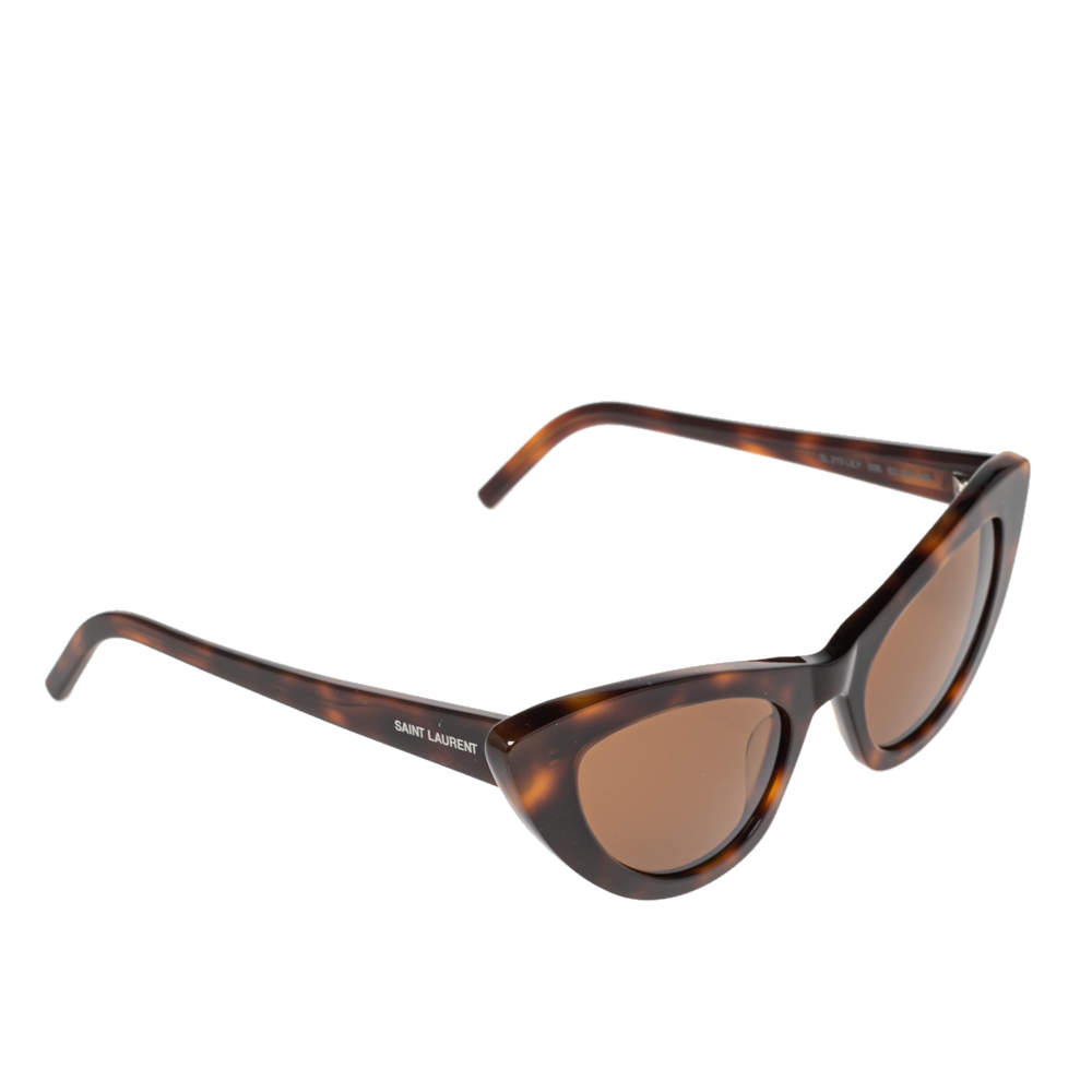مملوكة مسبقًا Saint Laurent Brown Tortoise Acetate SL 213 Lily Cat Eye Sunglasses
