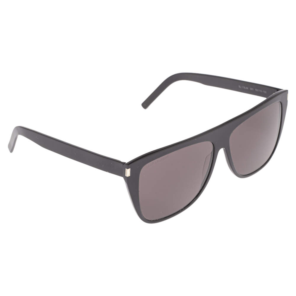 Pre Owned نظارة شمسية سان لوران SL 1 سليم سوداء / رصاصي مربعة