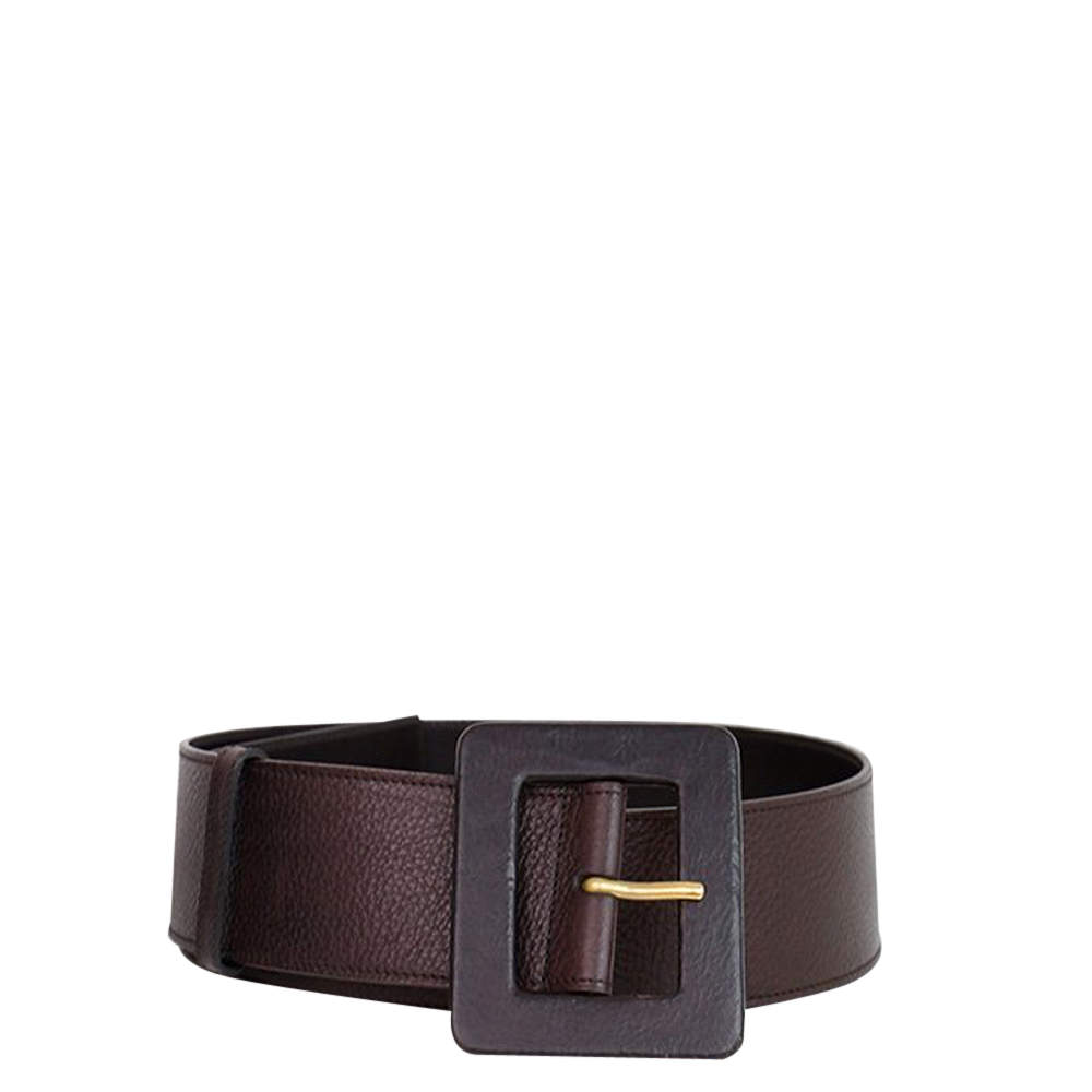 Yves Saint Laurent Brown Textured Leather Belt