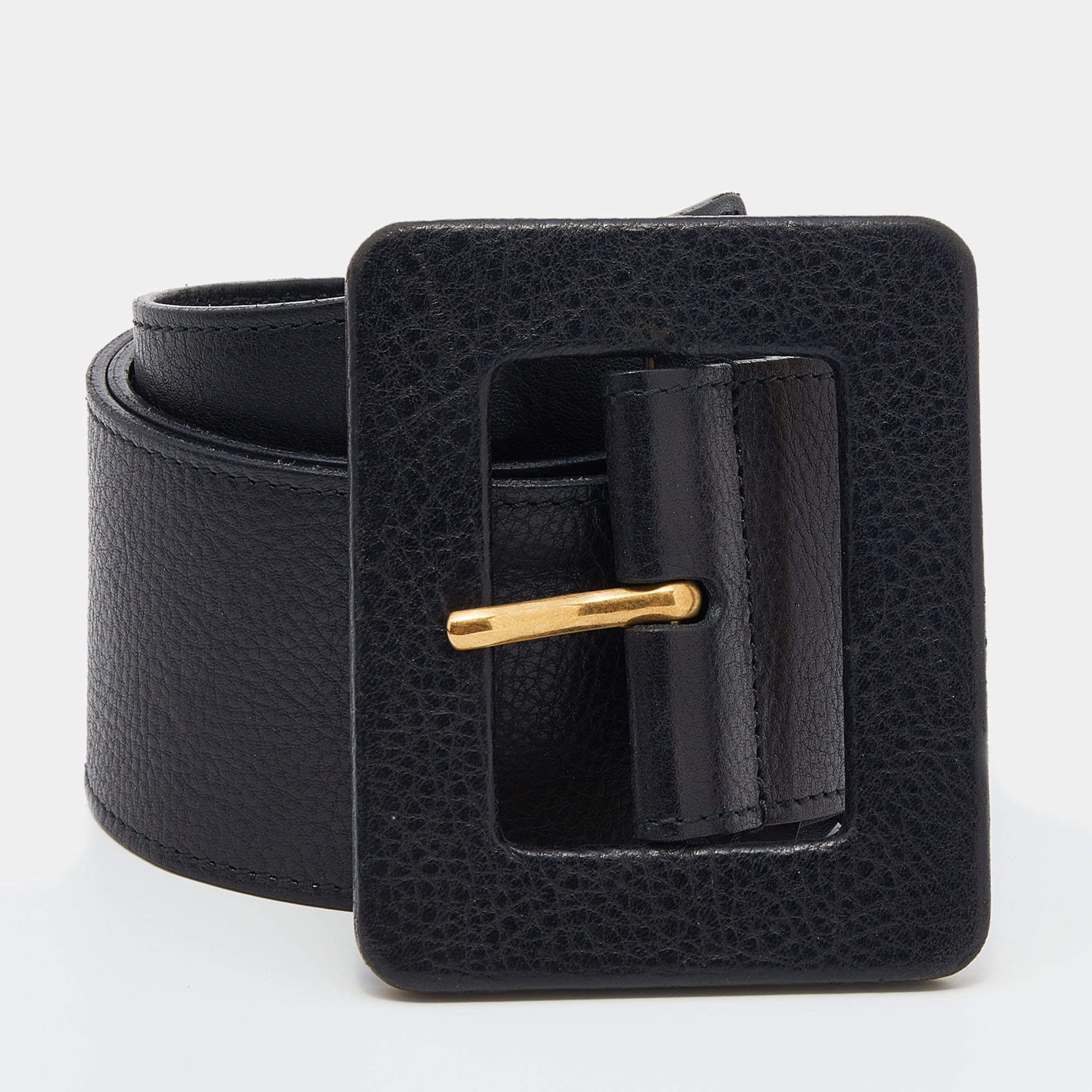 Saint Laurent Black Leather Waist Belt 75cm
