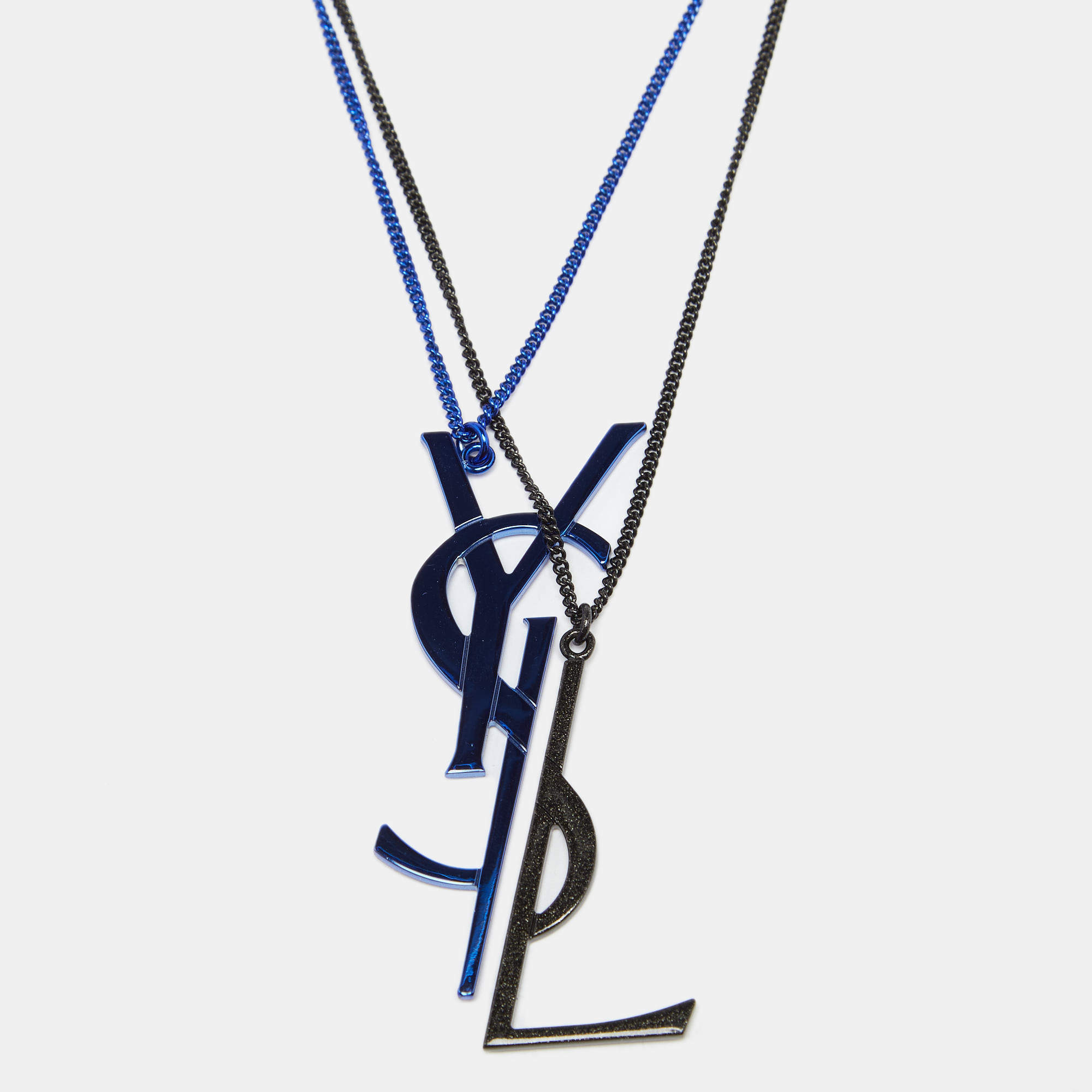 Saint Laurent Monogram Two Tone Metal Necklace