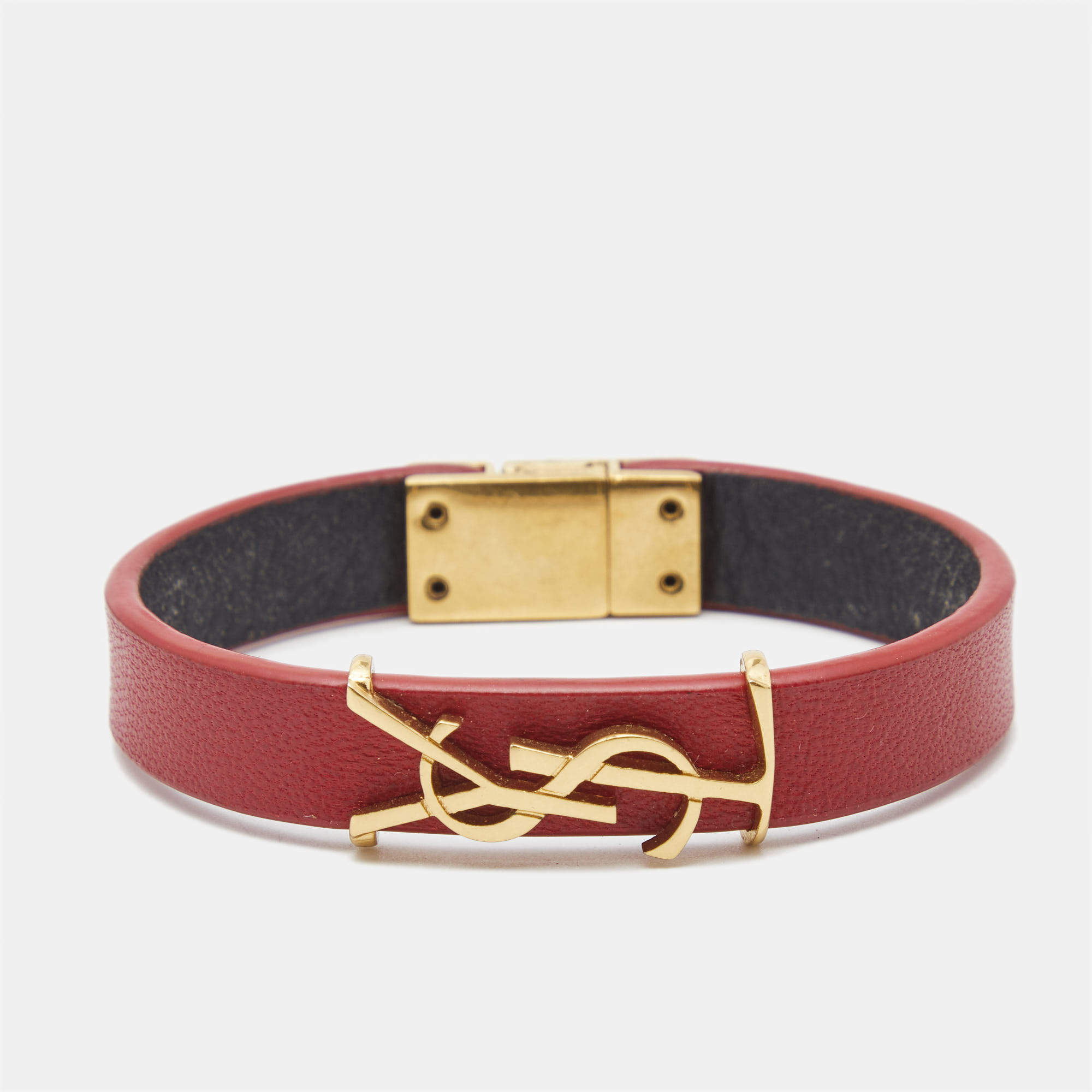 Saint Laurent Opyum Leather Gold Tone Bracelet