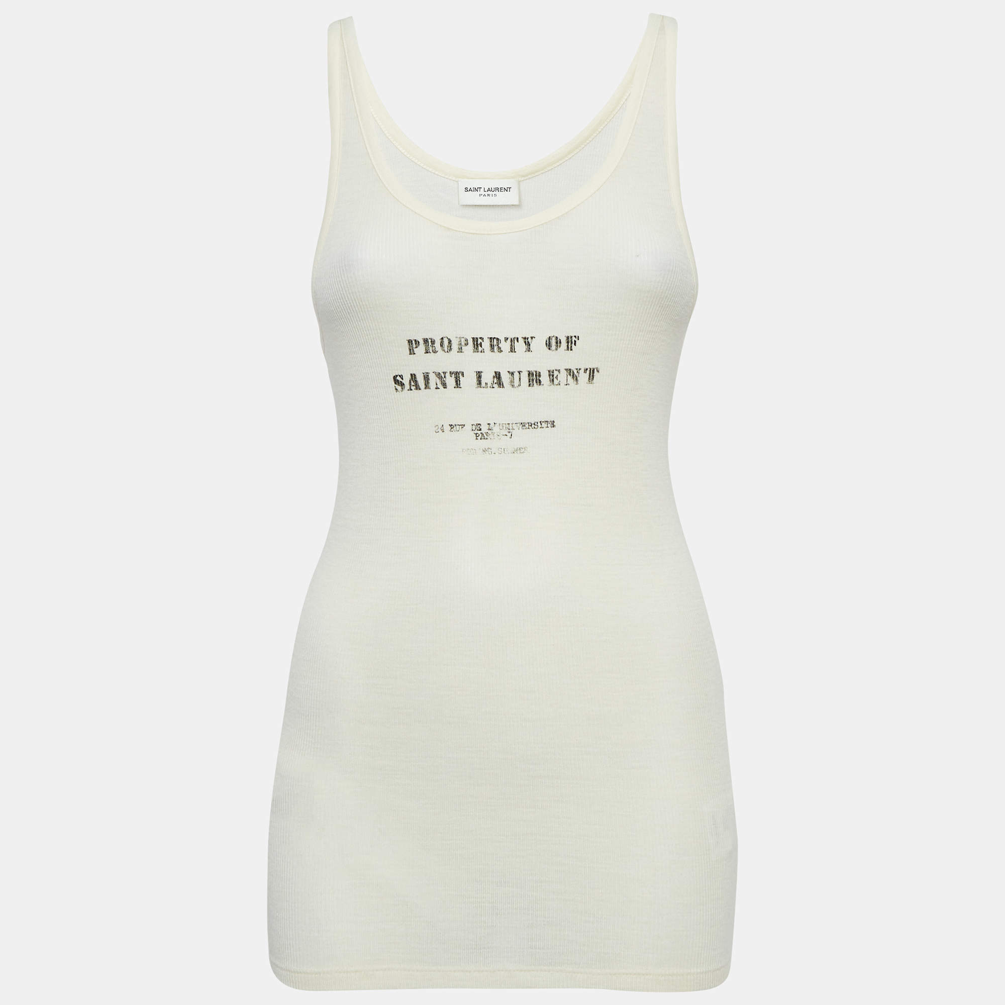 Saint Laurent Cream Printed Tank Top S