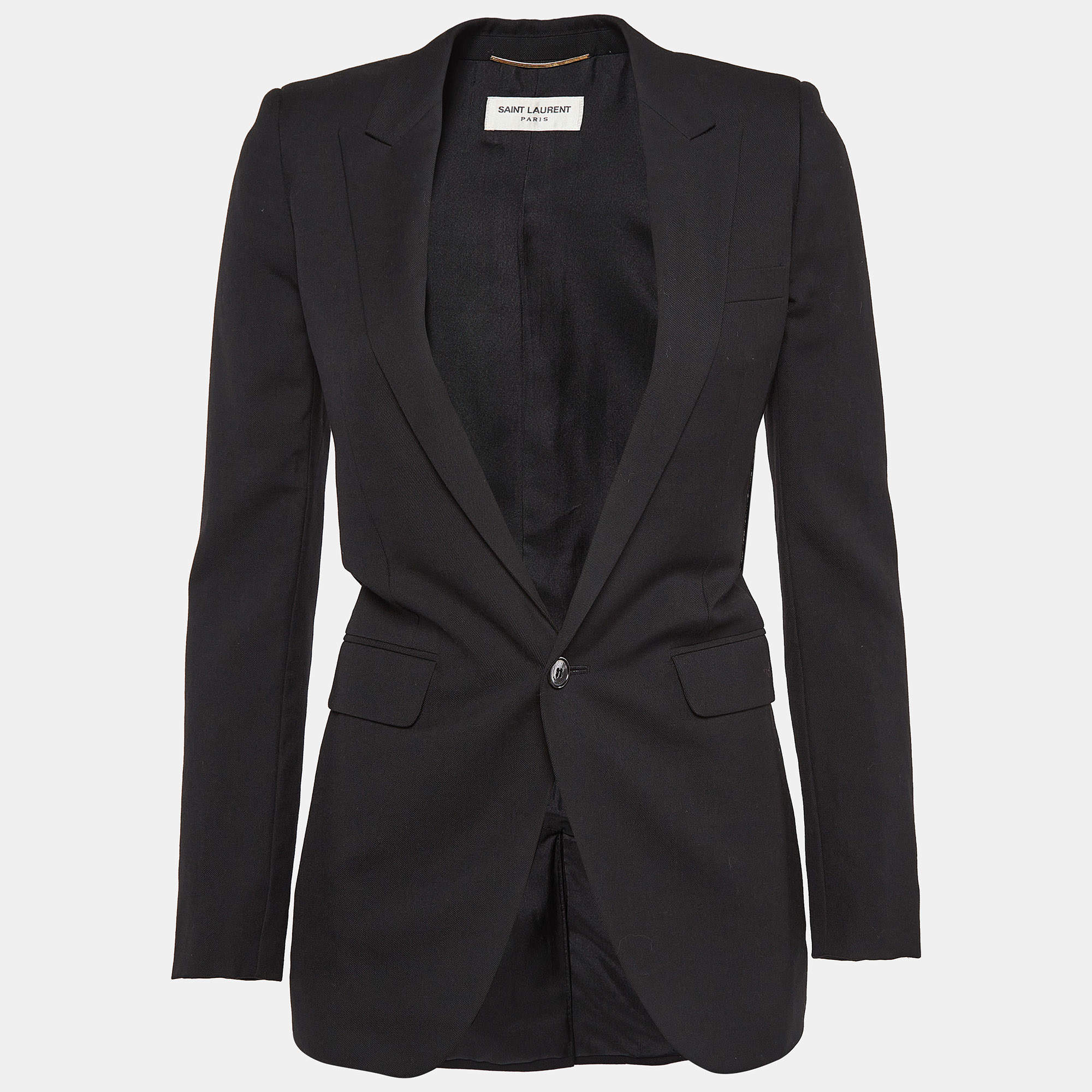 Pre Owned Saint Laurent Black Gabardine Single Breasted Blazer S