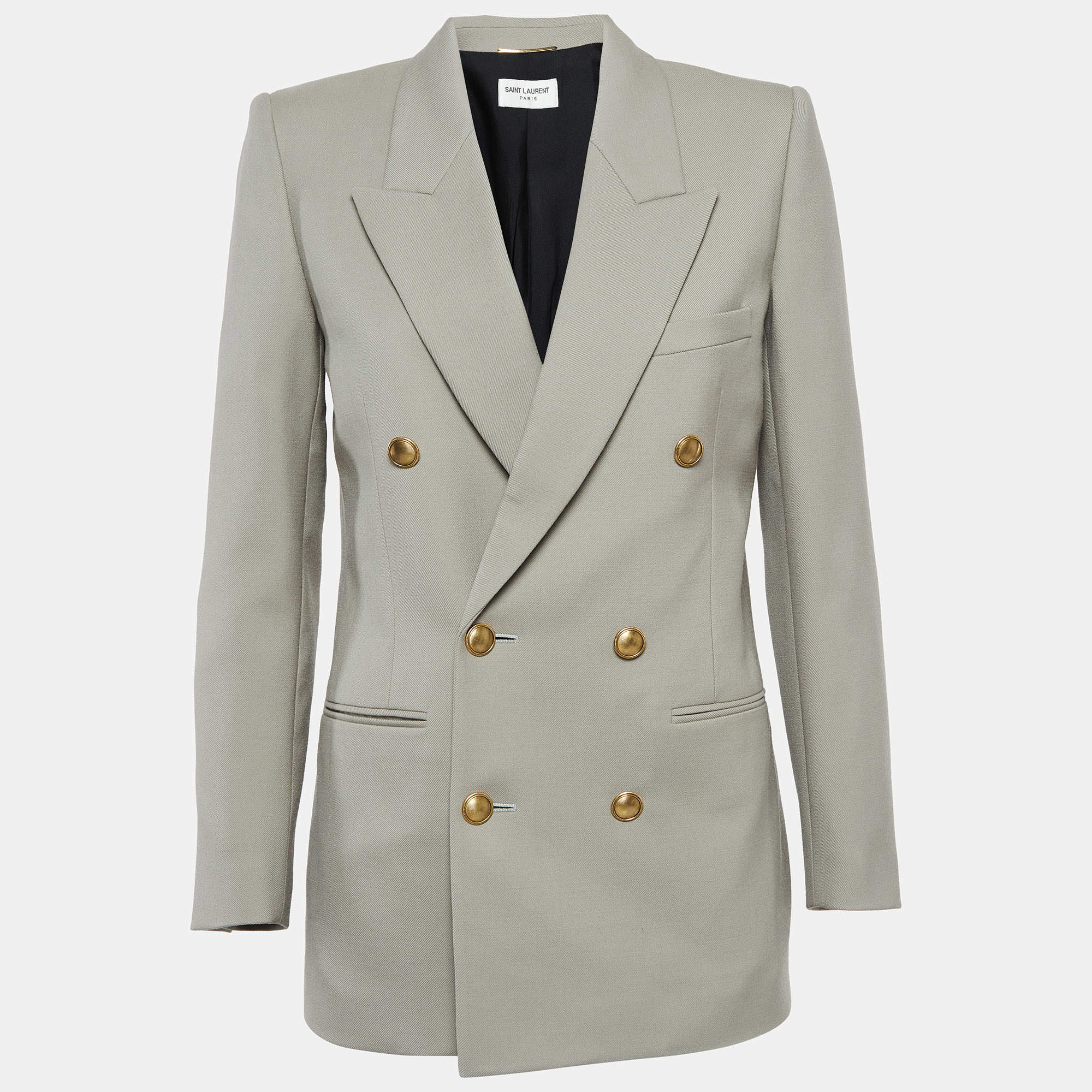Pre Owned Saint Laurent Paris Beige Wool Double Breasted Blazer S