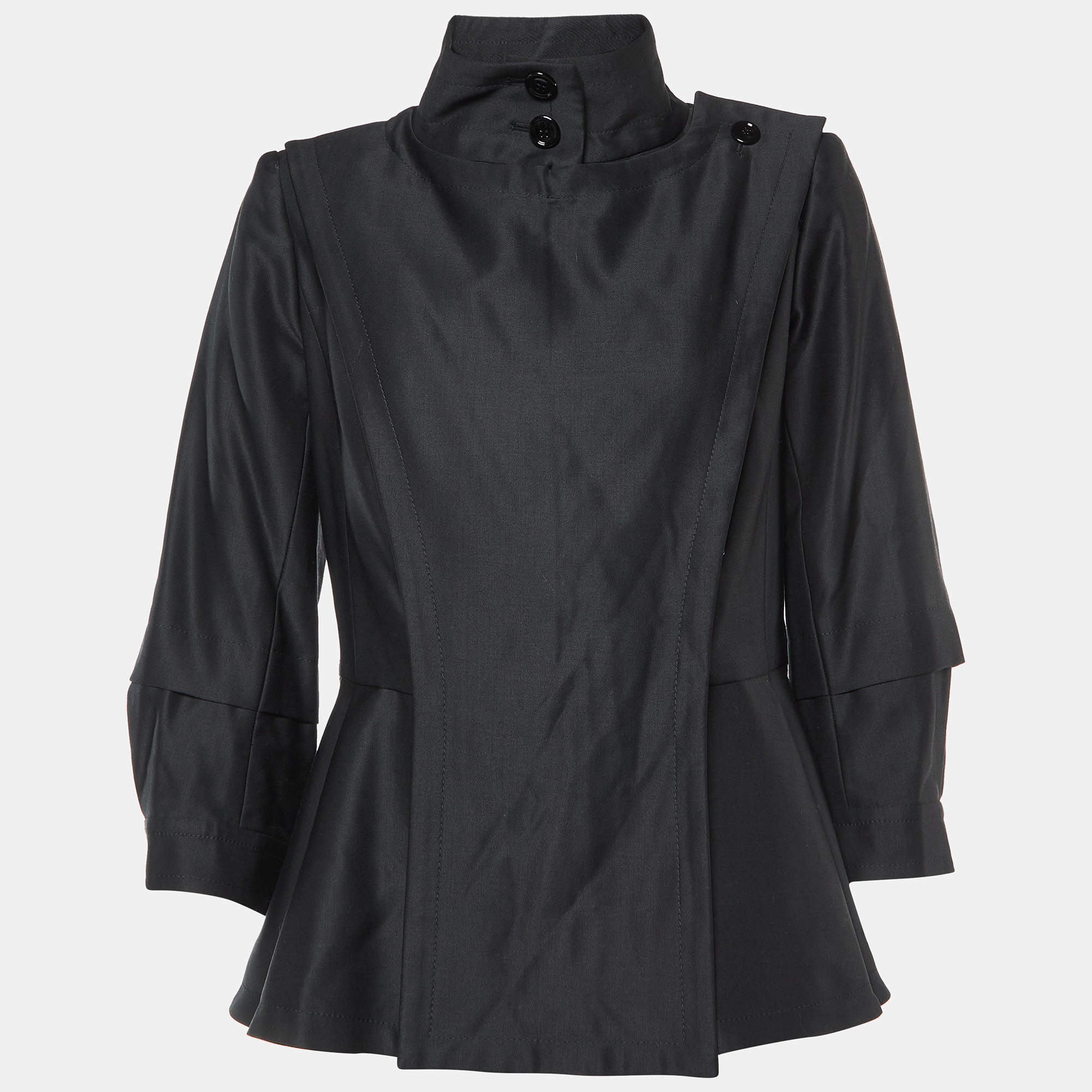 Pre Owned Yves Saint Laurent Vintage Black High Neck Collar Jacket M