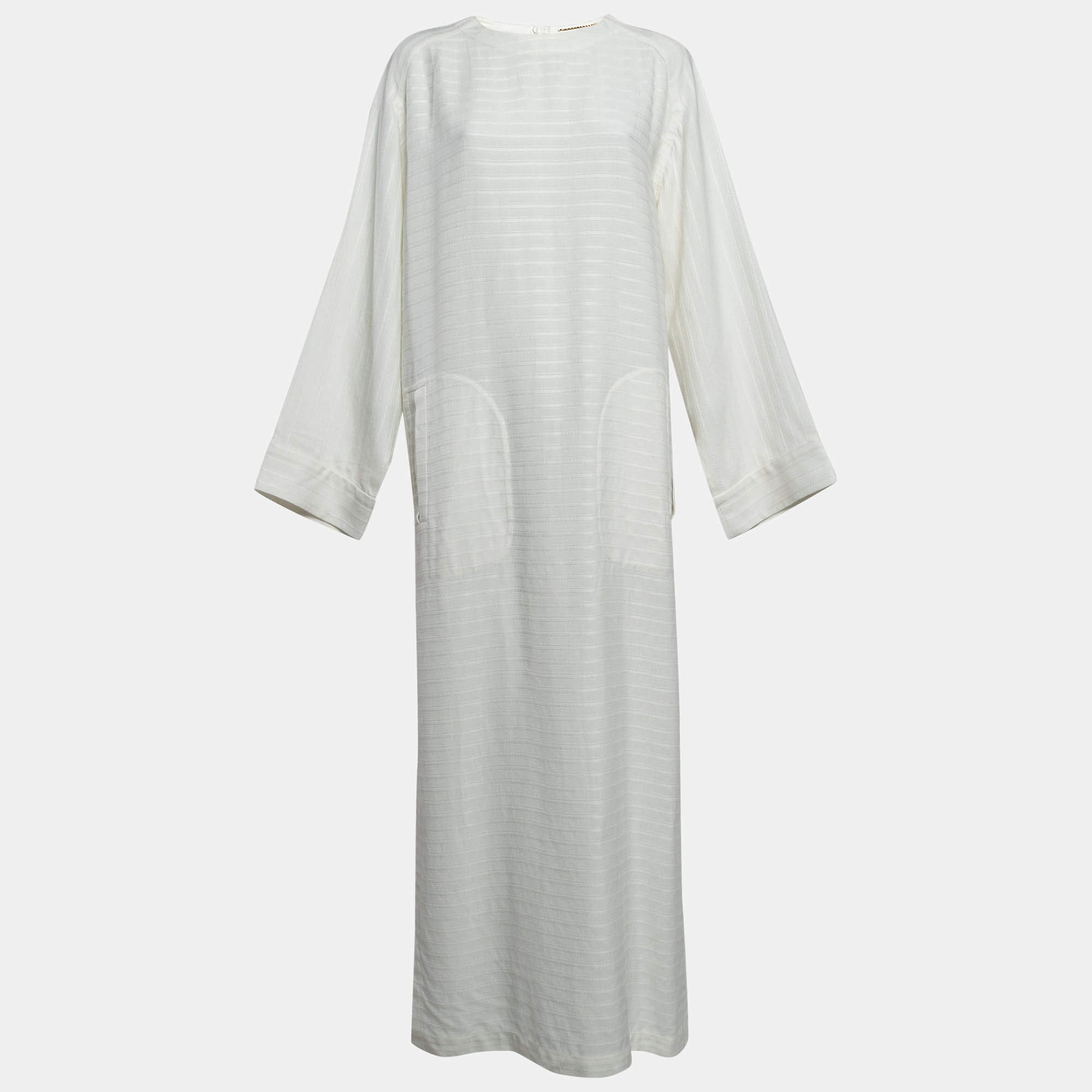 Saint Laurent White Linen Blend Long Tent Dress XL