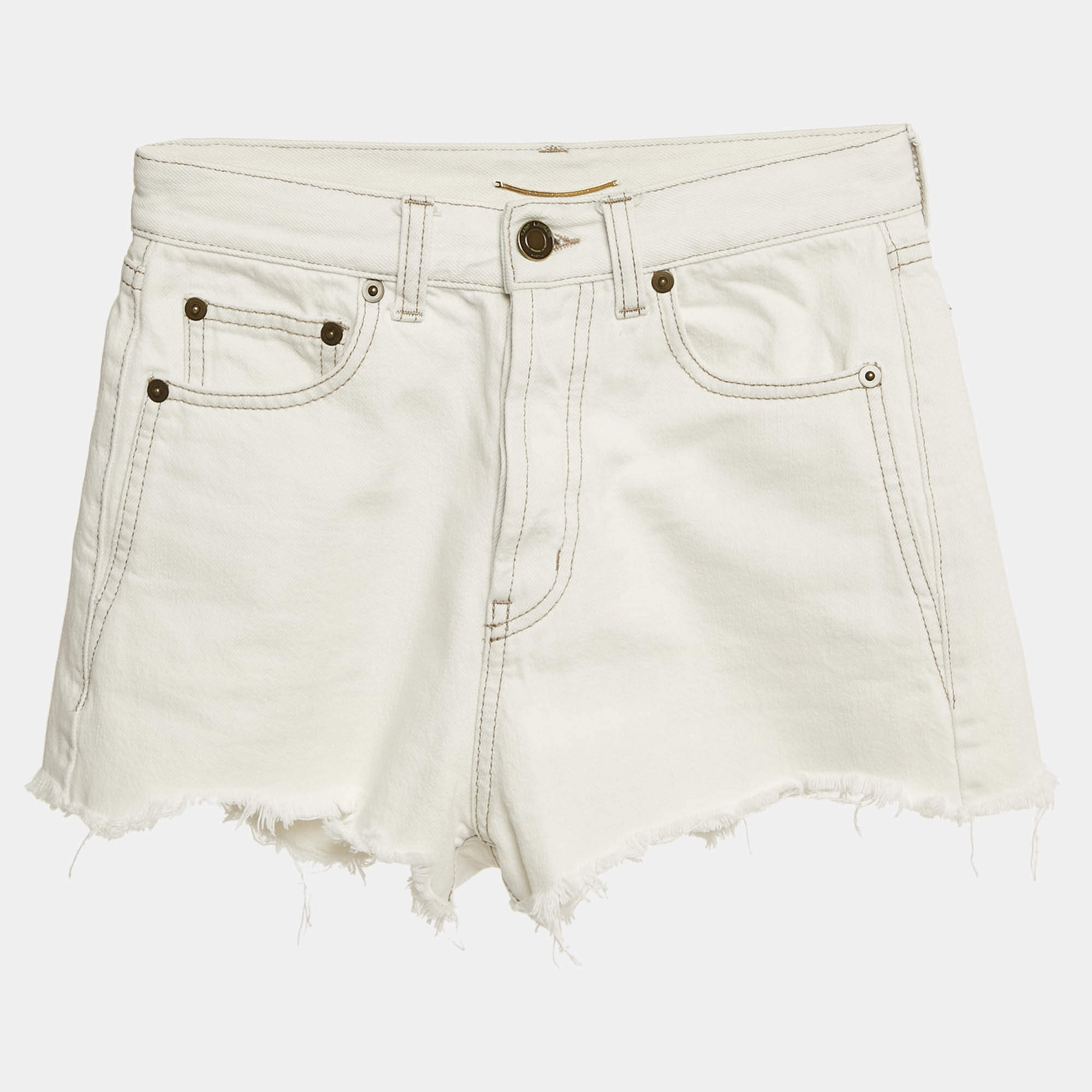 Saint Laurent Light Grey Raw Edge Shorts XS Waist 24"