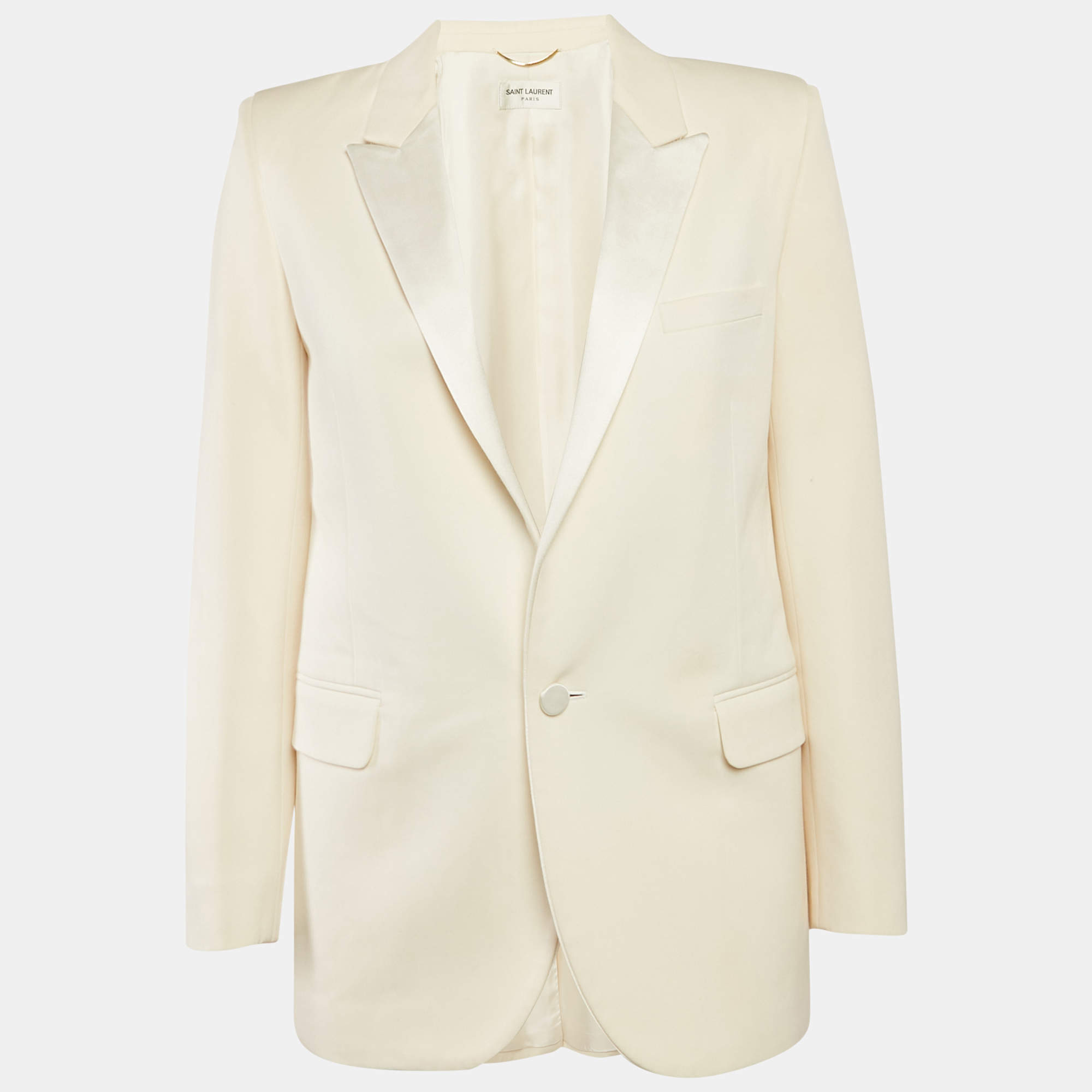 Saint Laurent Cream Wool Single-Breasted Blazer S