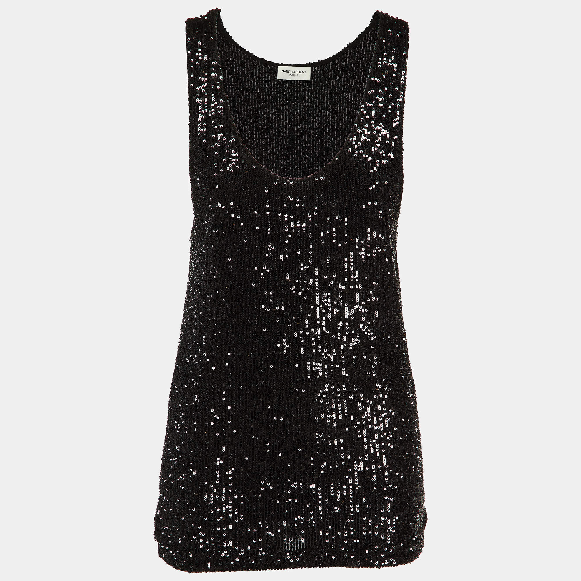 Saint Laurent Paris Black Sequinned Tank Top M