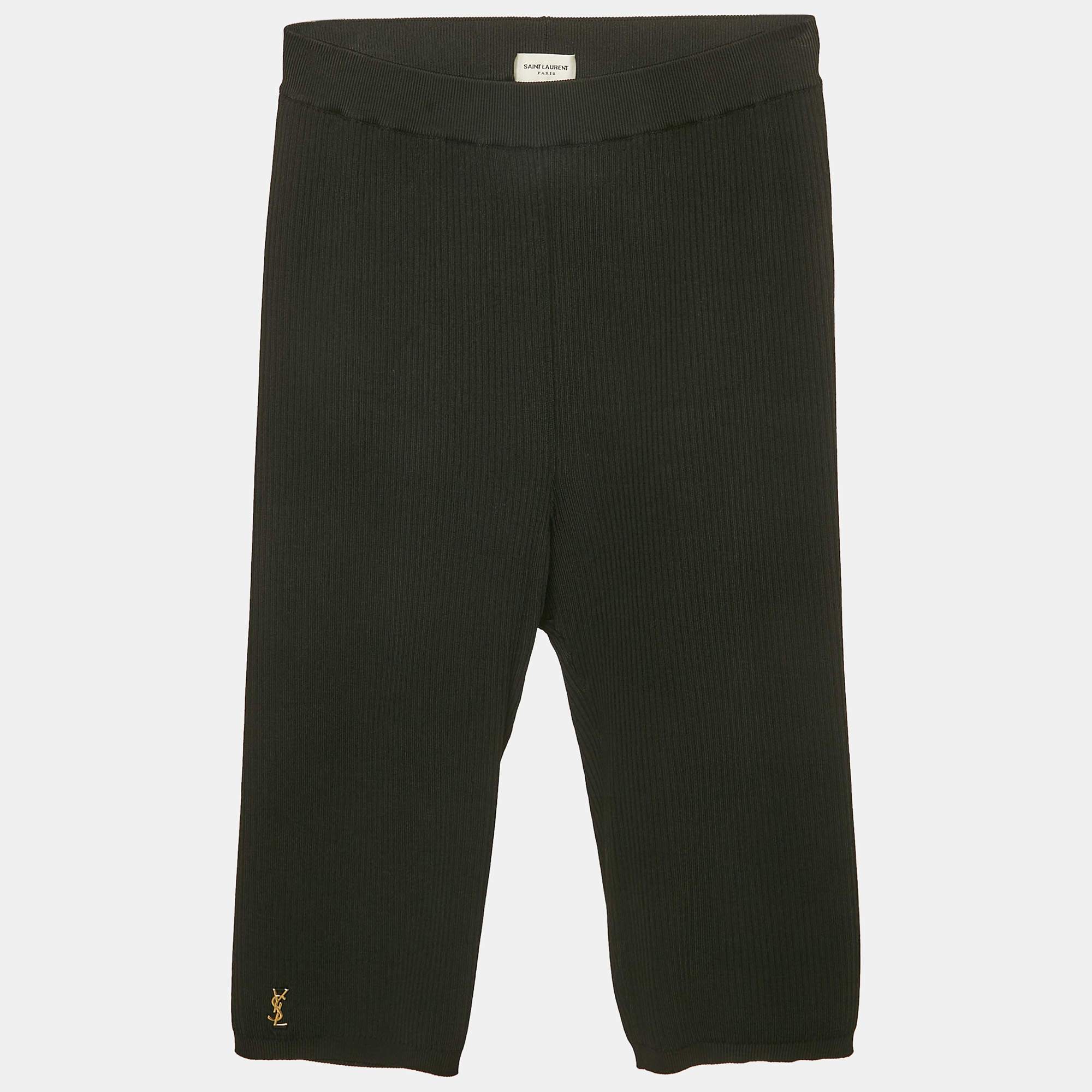 Saint Laurent Paris Black Rib Knit Shorts S