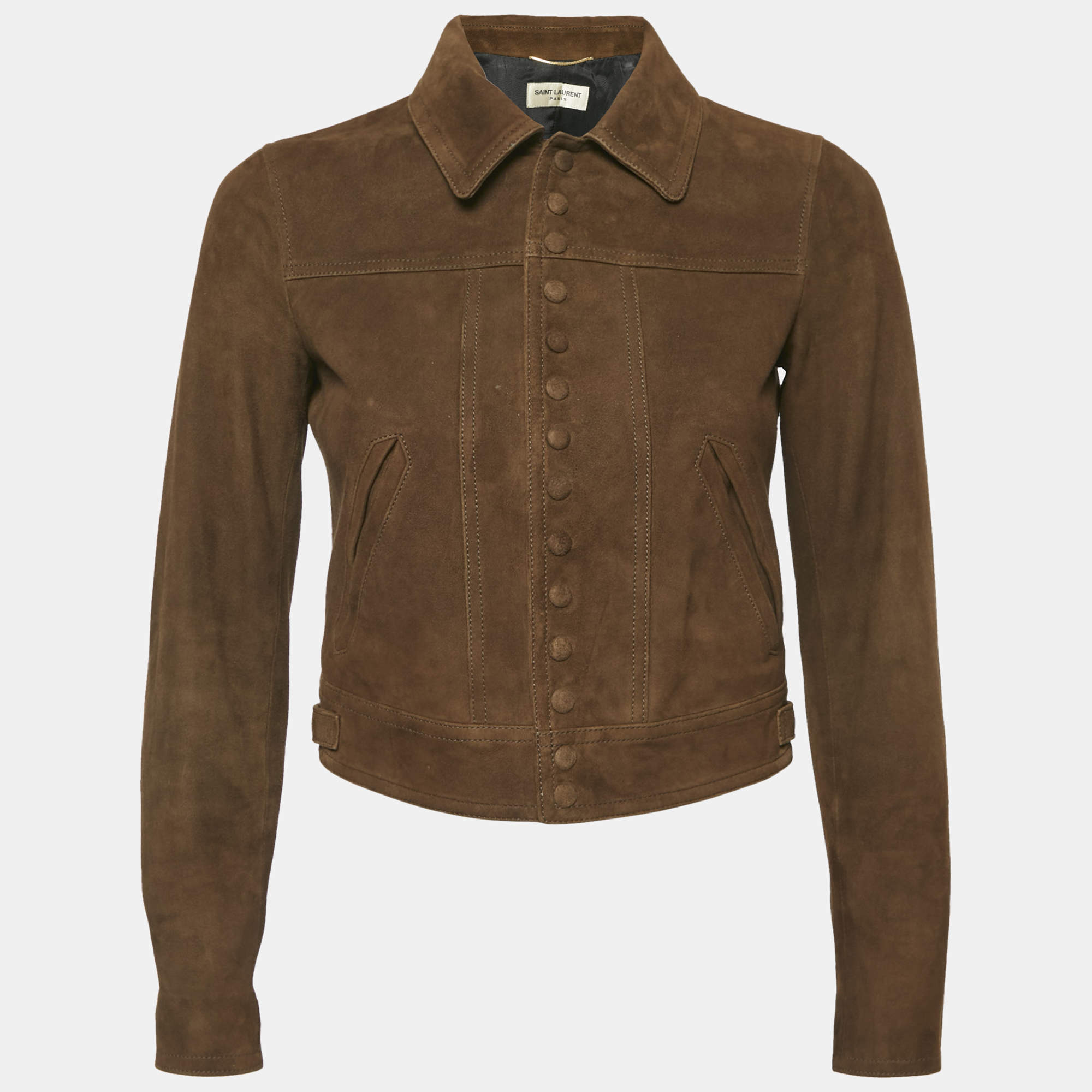 Saint Laurent Brown Nubuck Suede Button Front Jacket S