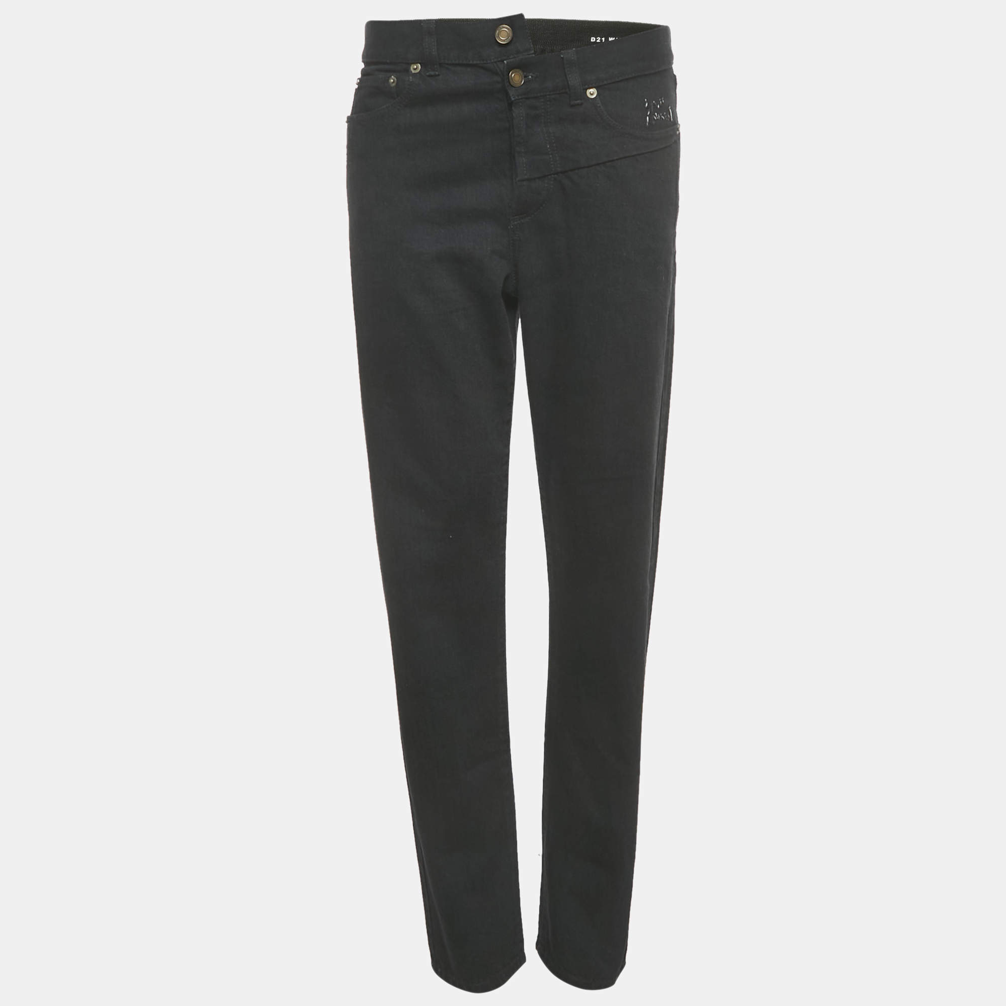 Pre Owned Saint Laurent Black Denim Crossover Slim Fit Jeans M Waist 29"