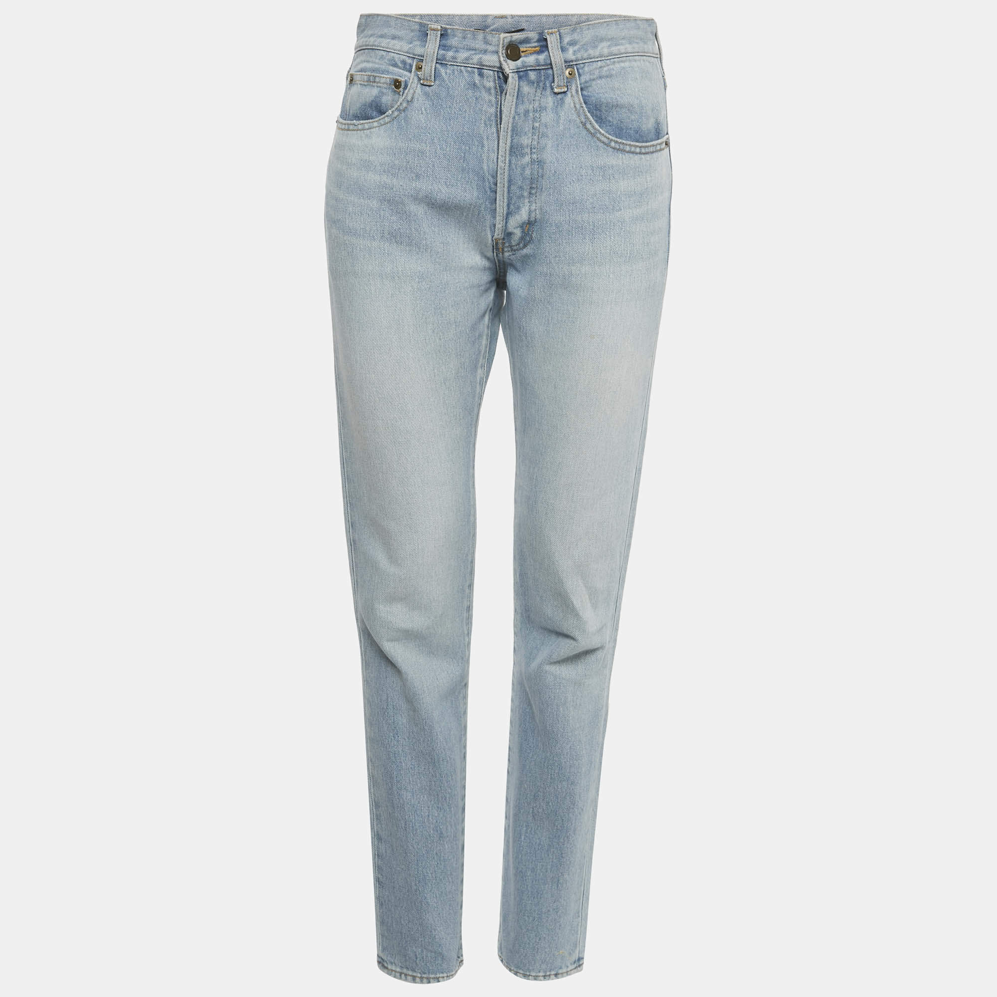 Pre Owned Saint Laurent Paris Blue Faded Denim Skinny Jeans M Waist 28"