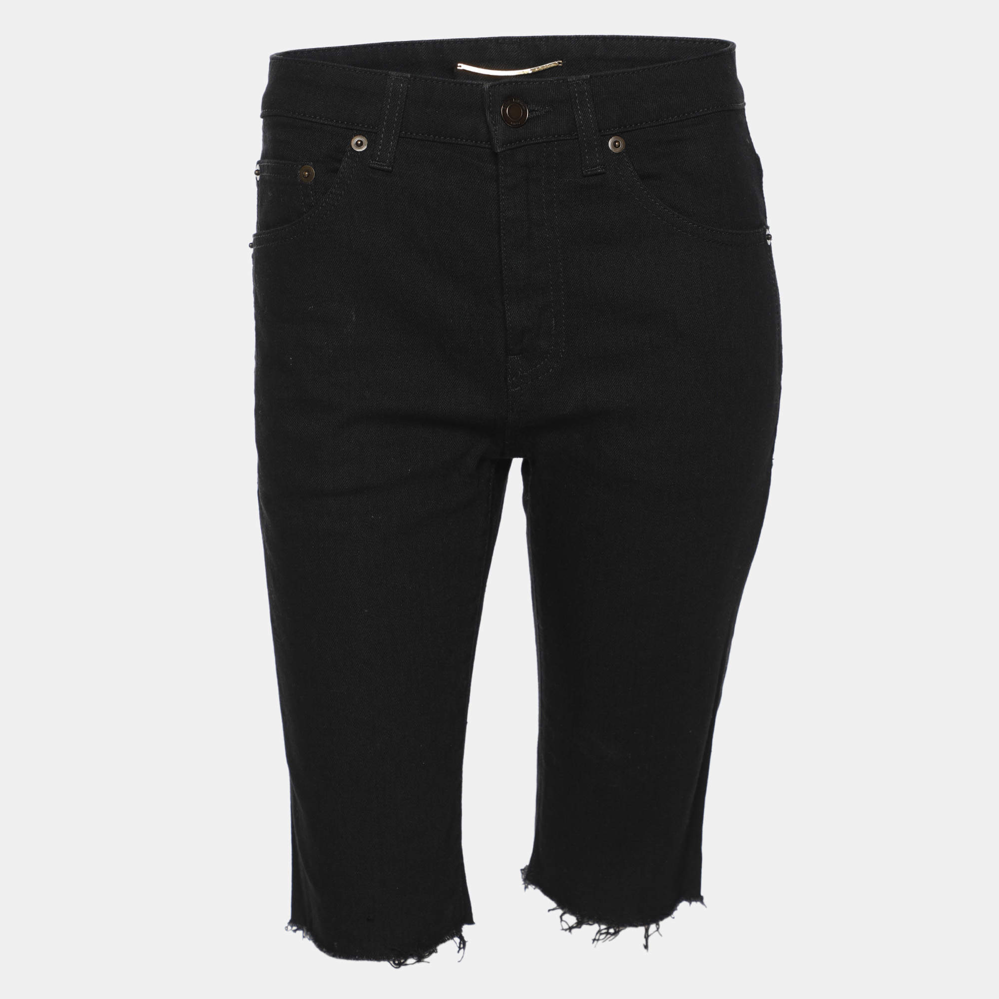 Pre Owned Saint Laurent Black Denim Shorts XS