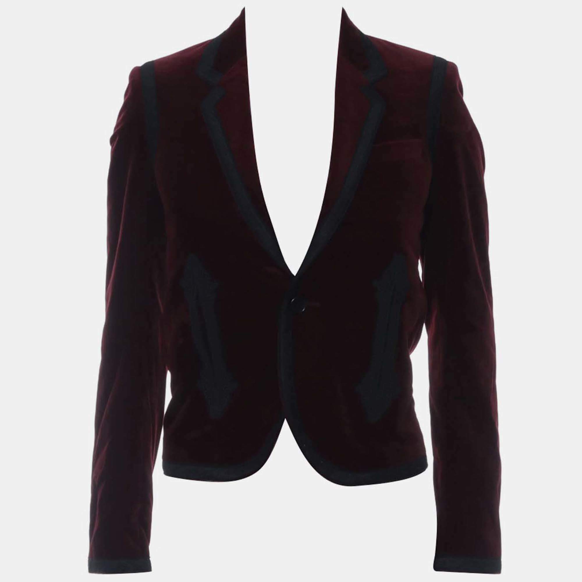 Pre Owned Saint Laurent Paris Embroidered Velvet Blazer Size S