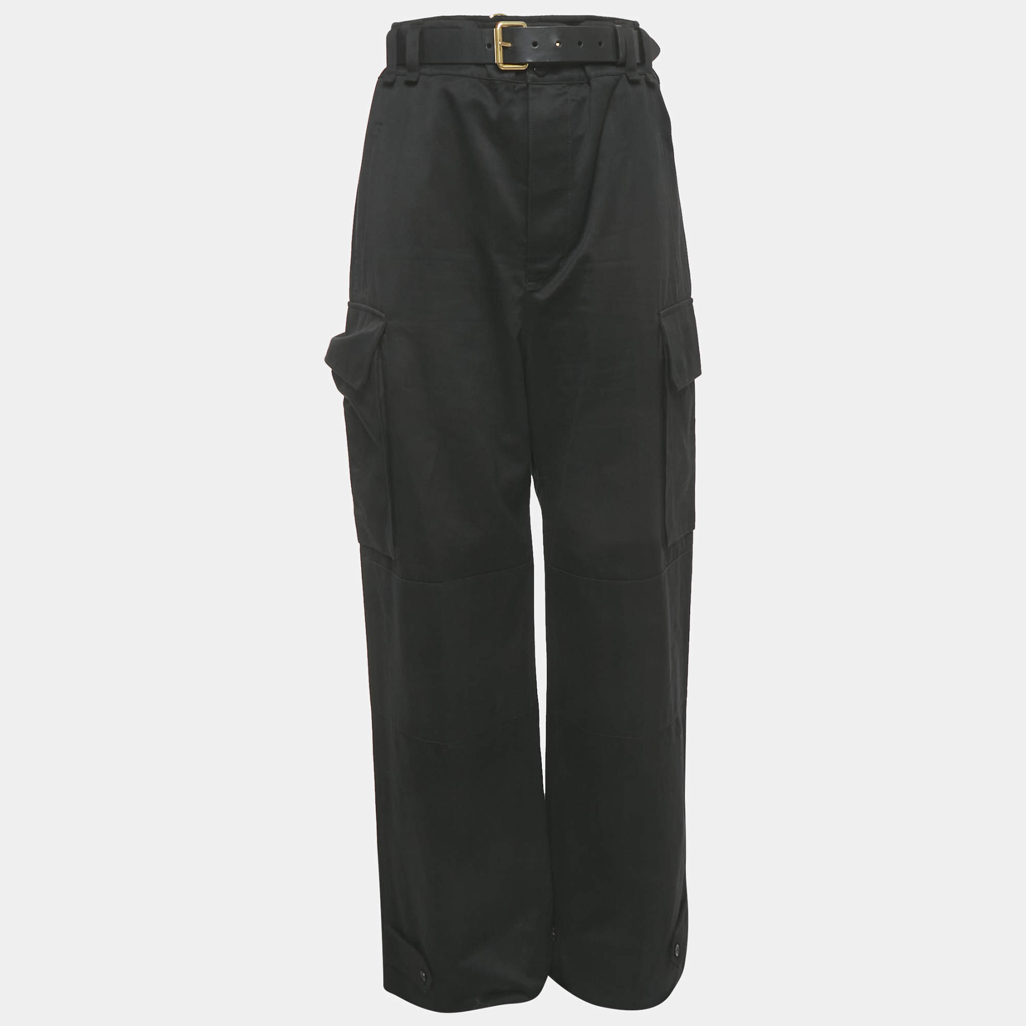 Pre Owned Saint Laurent Black Cotton Cargo Pants M Waist 30"