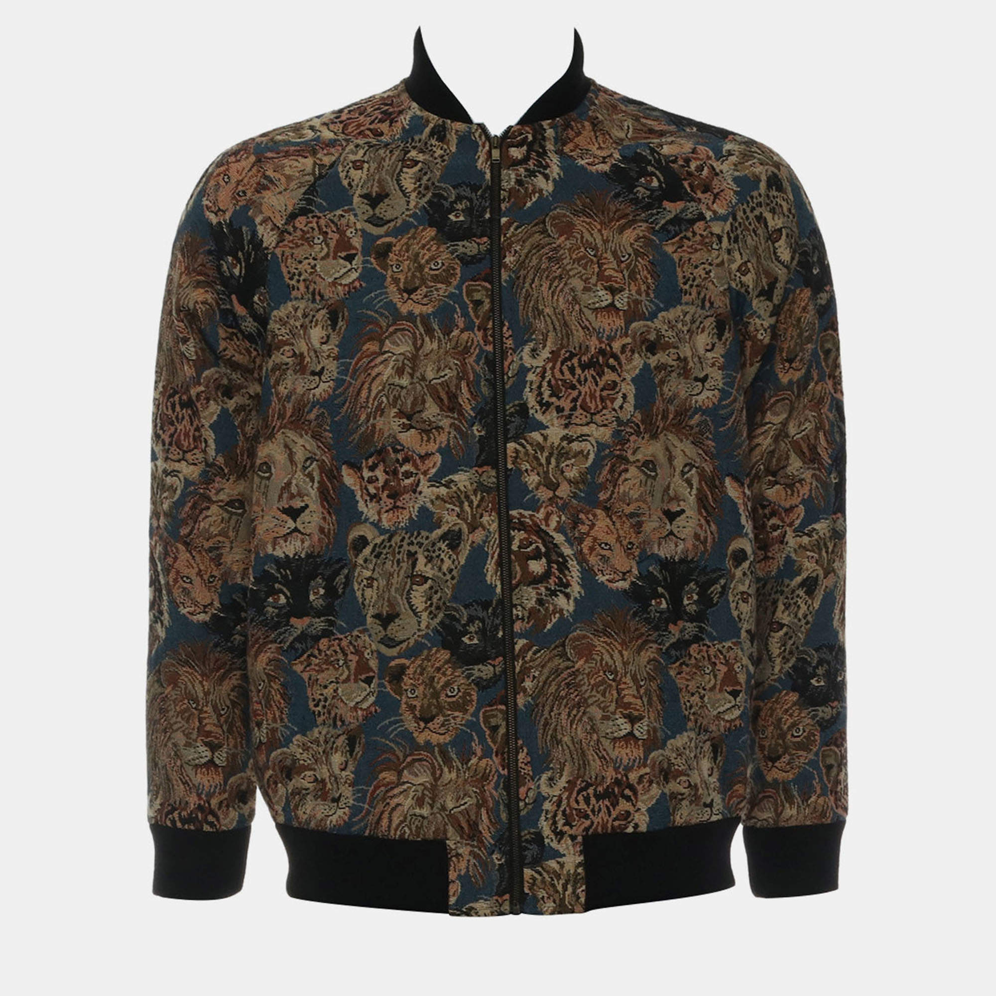Pre Owned Saint Laurent Paris King of Beasts Baseball Jacket