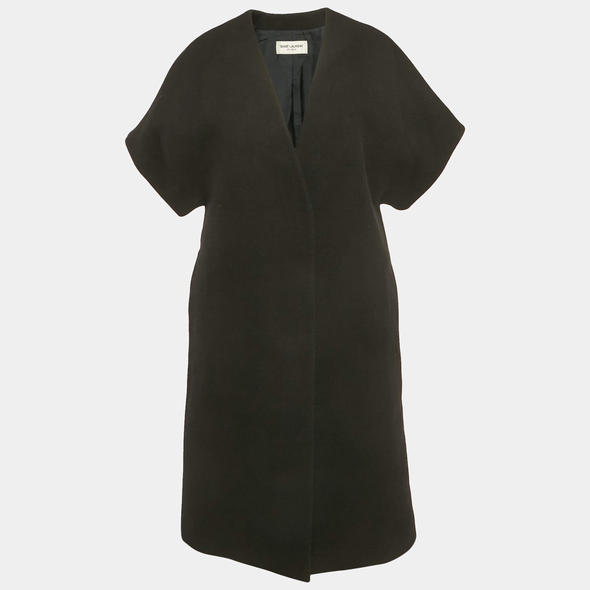 Pre Owned Saint Laurent Paris Black Wool Felt Cape S