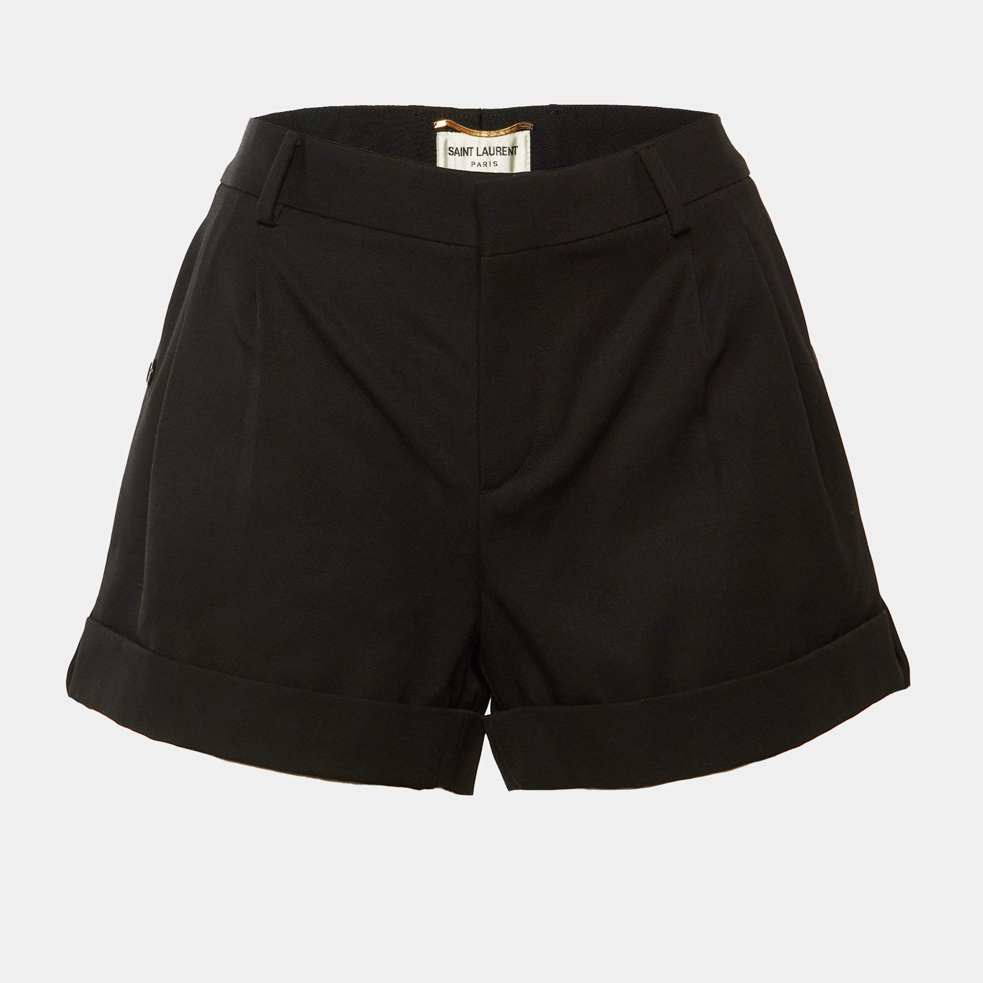 Pre Owned Saint Laurent Paris Black Wool Shorts M