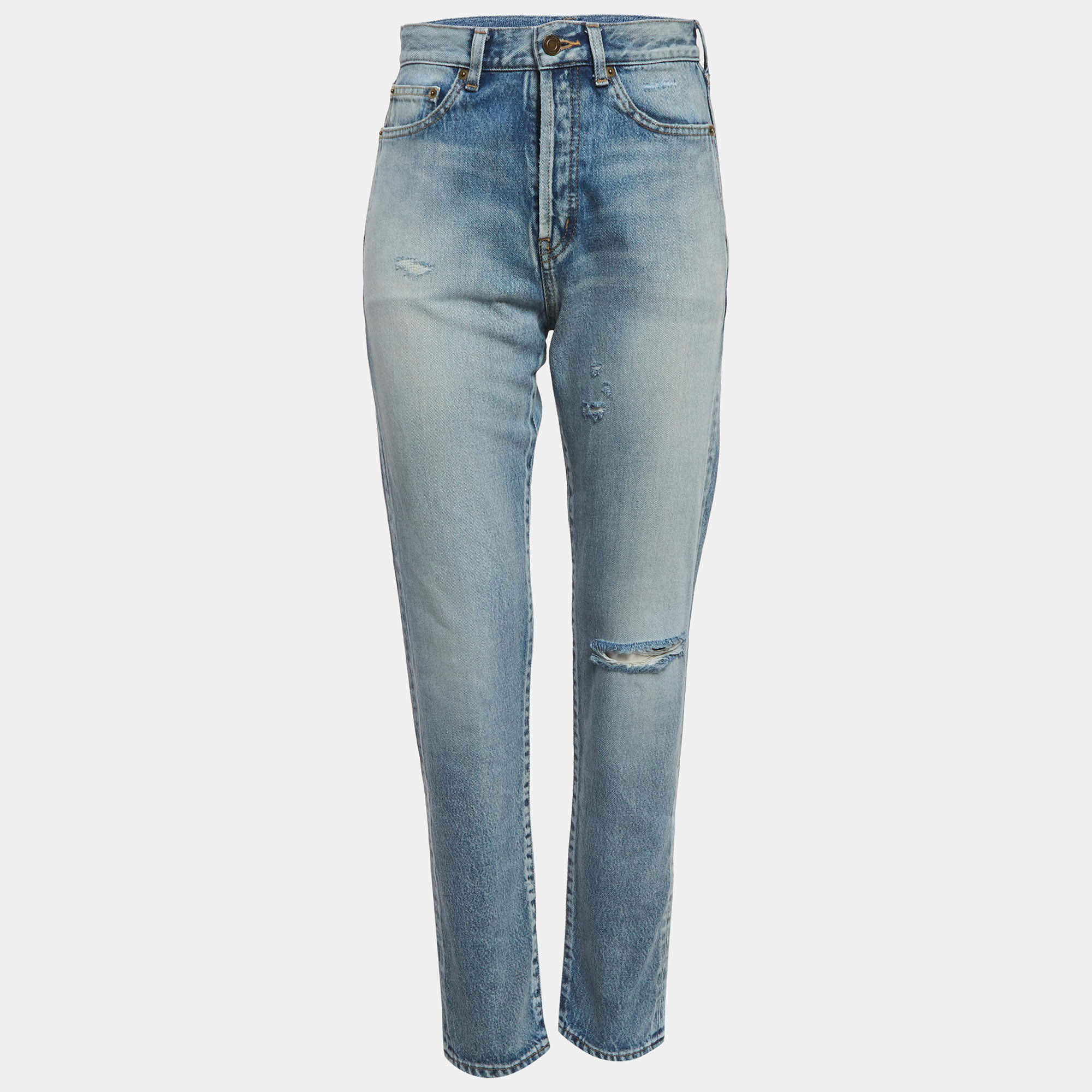مملوكة مسبقًا Saint Laurent Blue Denim Santa Monica Jeans S/Waist 26"