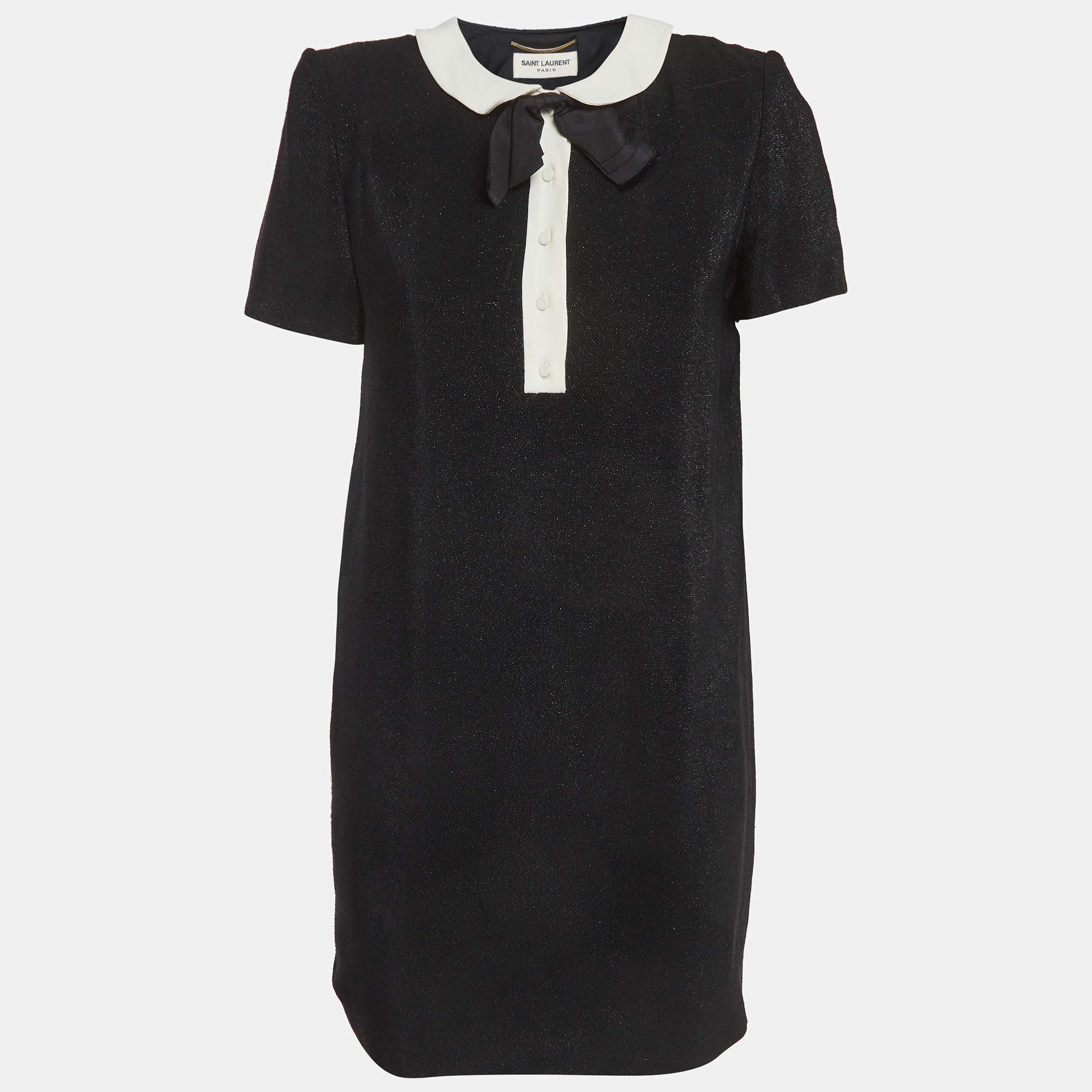 Pre Owned Saint Laurent Black Lurex Mini Dress M