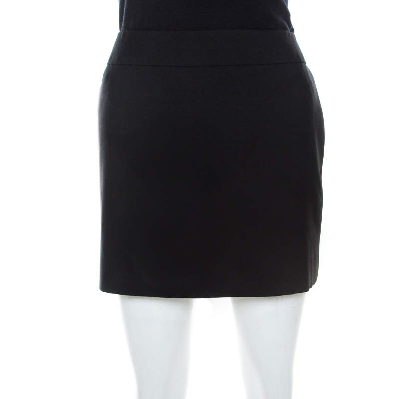 Saint Laurent Paris Black Wool Silk Lined Mini Skirt M