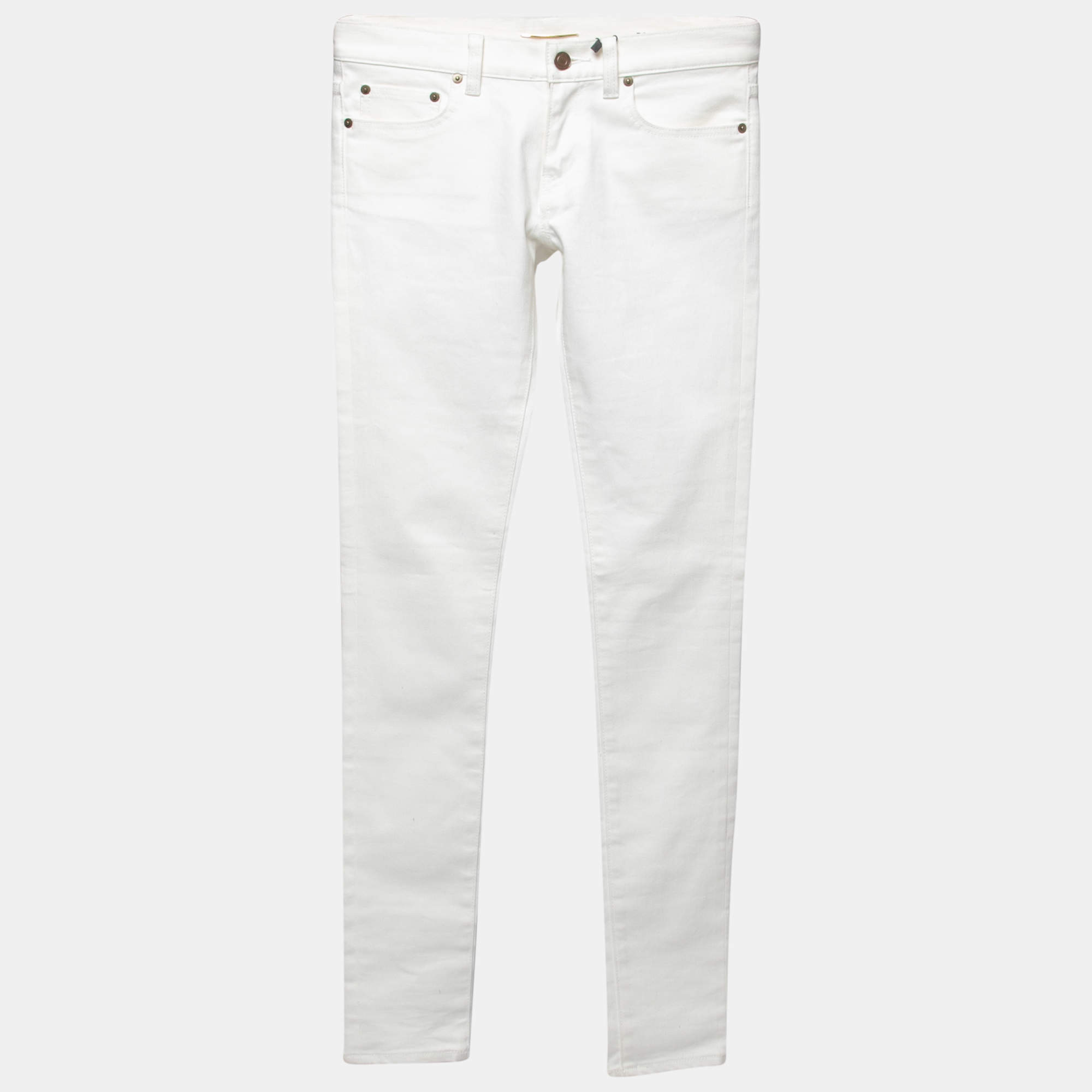 Saint Laurent Paris White Cotton Stretch Denim Skinny Jeans M