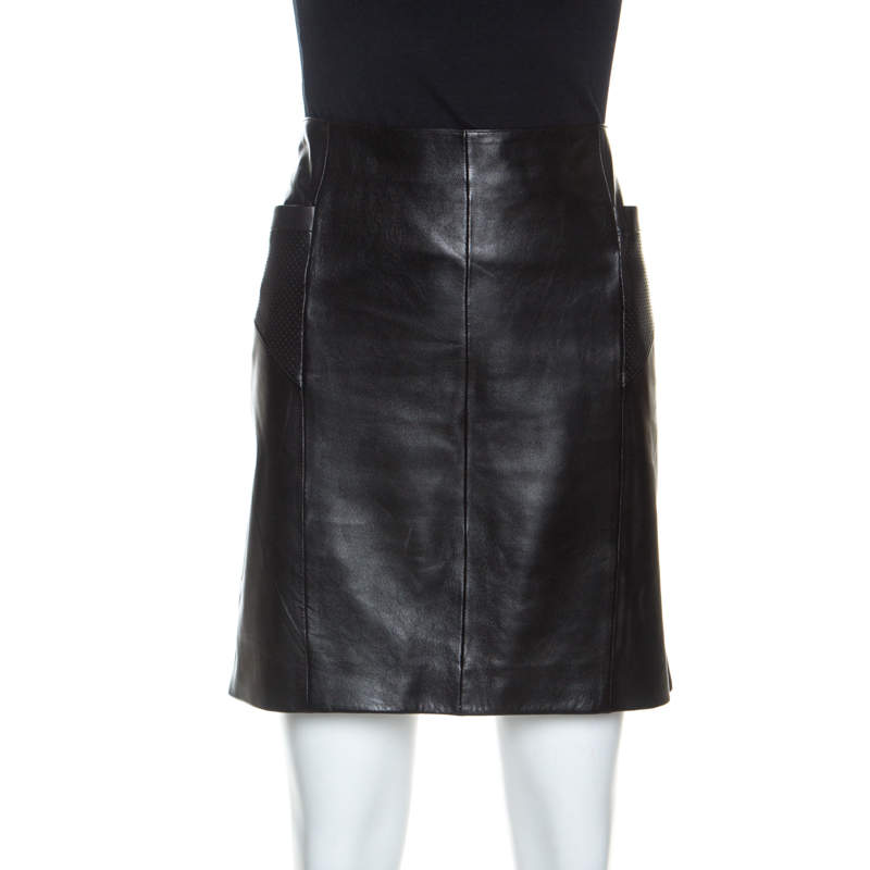 Saint Laurent Paris Black Leather Mini Skirt L