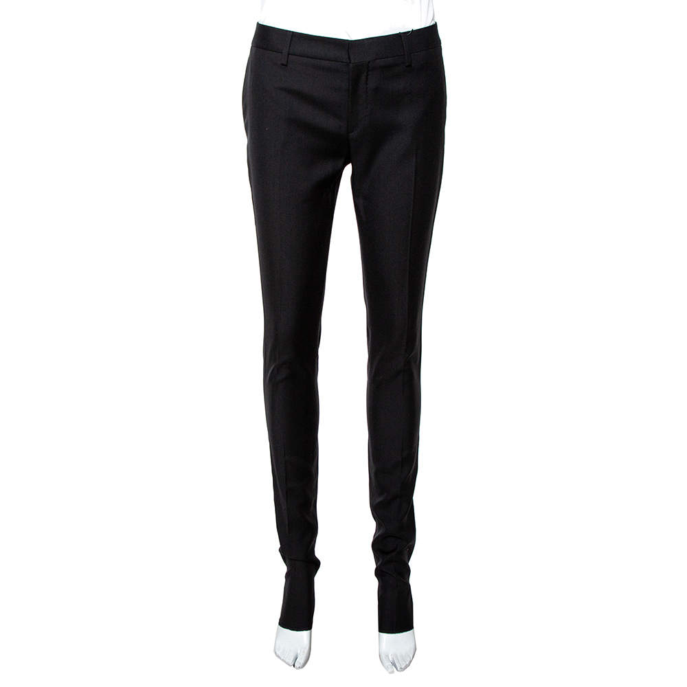 Pre Owned Saint Laurent Paris Black Wool Tailored Trousers S