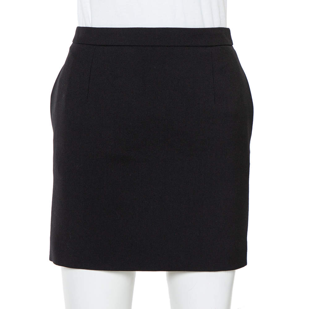 Pre Owned Saint Laurent Paris Black Wool Mini Skirt S