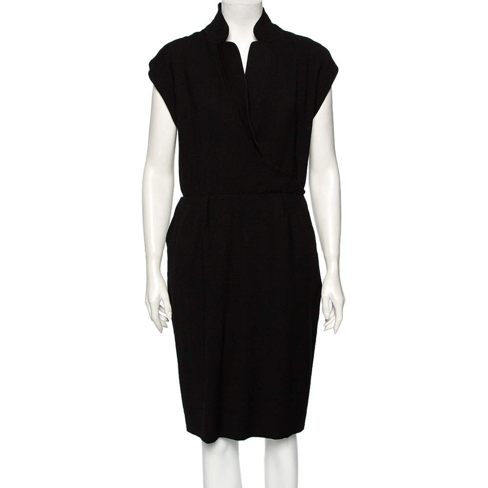 Yves Saint Laurent Black Wool Edition 24 Midi Dress XL