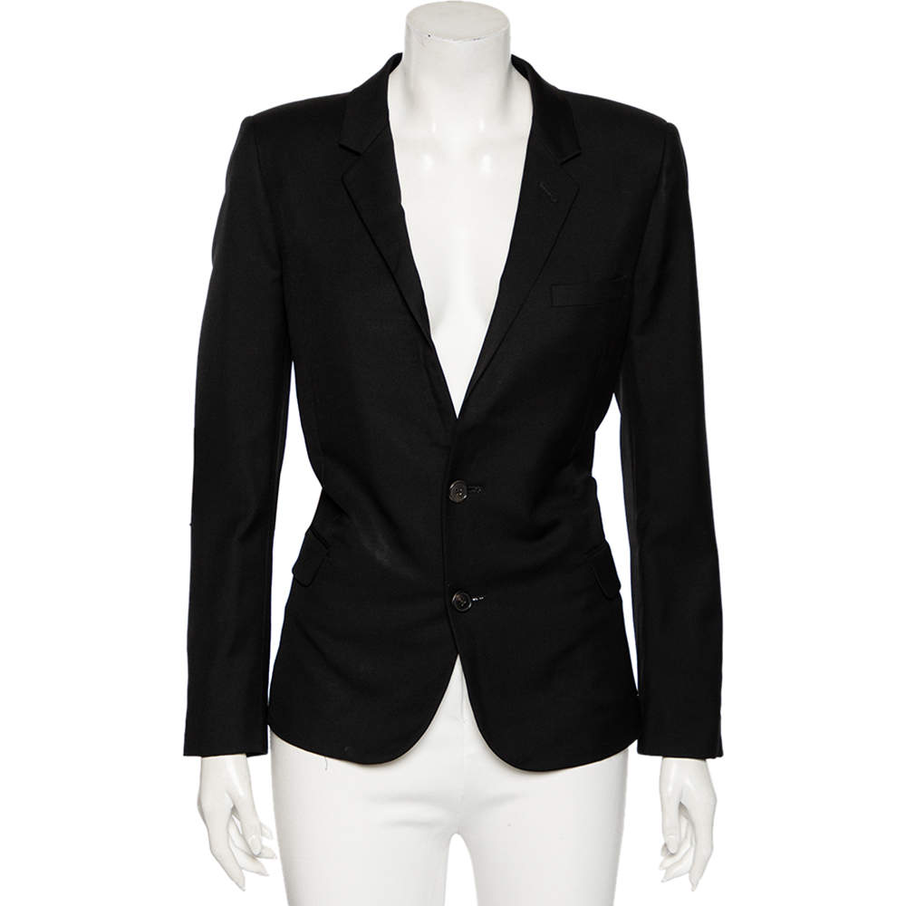 Saint Laurent Black Wool Button Front Blazer XL