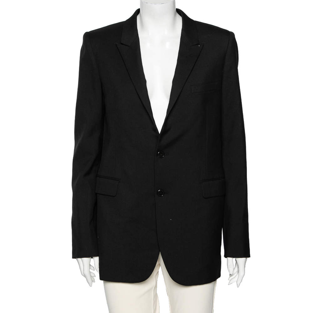 Pre Owned جاكيت بليزر سان لوران صوف أسود مقاس كبير - لارج